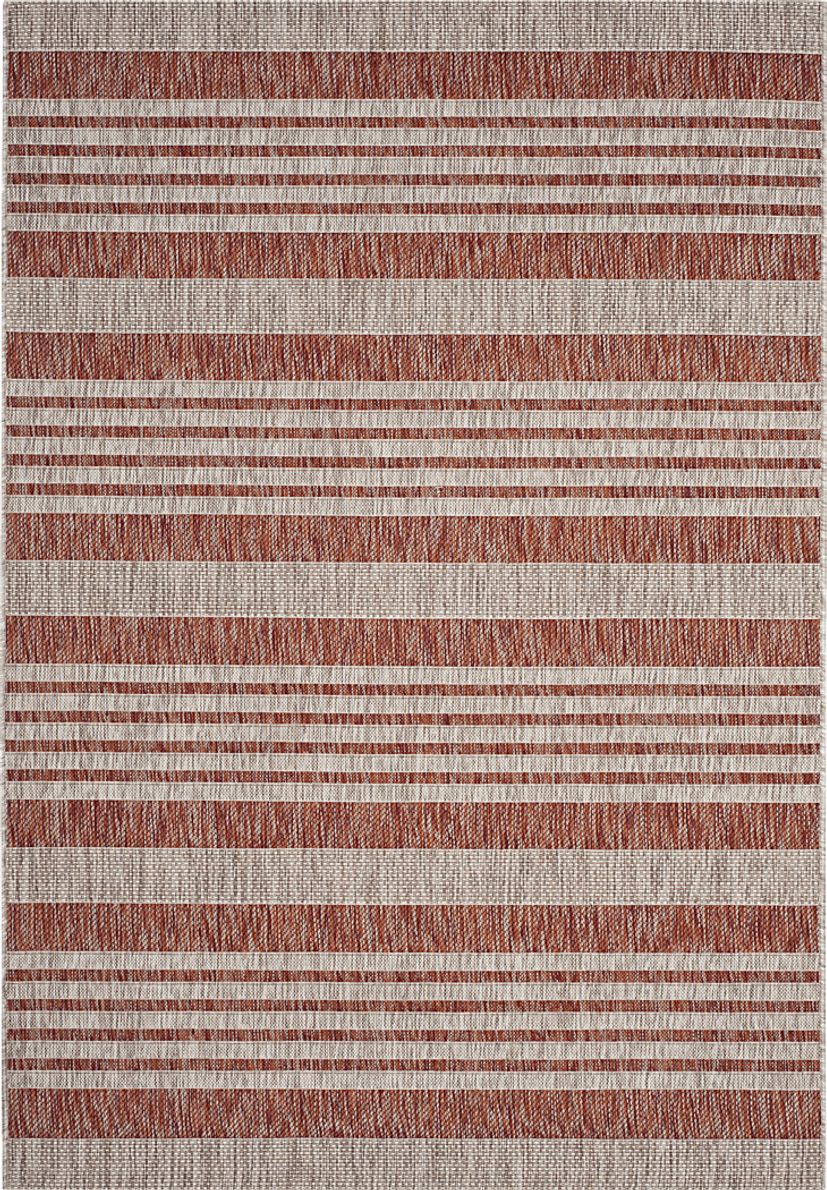 Fresh Stripes Brick 8' x 11' Indoor/Outdoor Rug