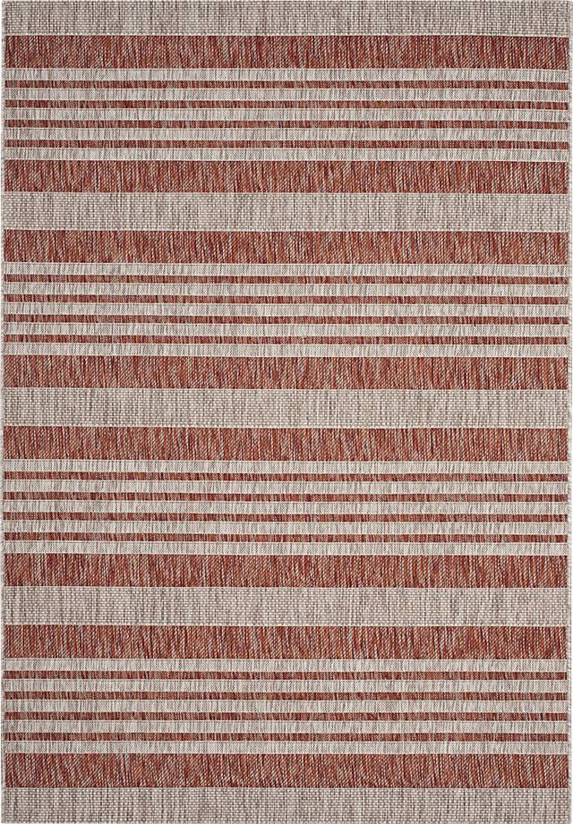 Fresh Stripes Brick 8' x 11' Indoor/Outdoor Rug - Thumbnail - Image 1