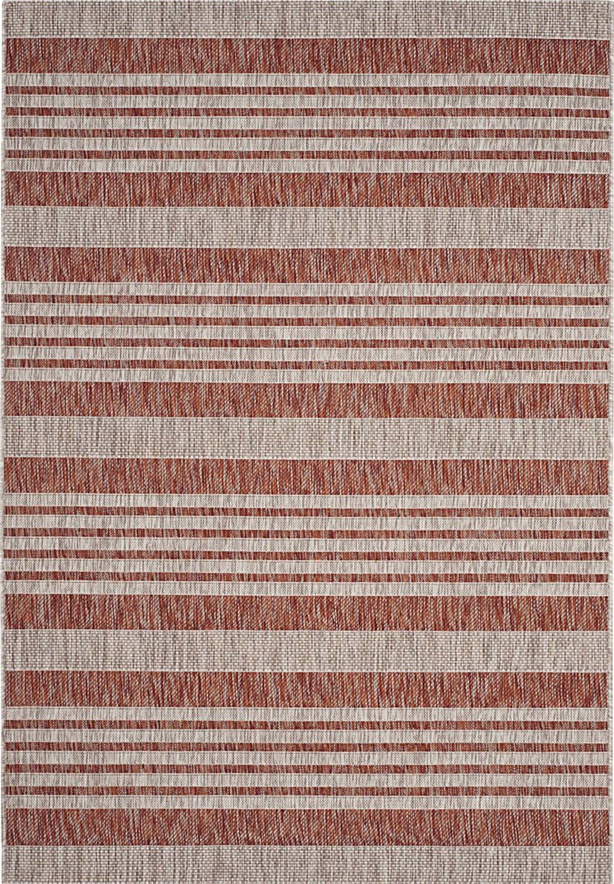 Fresh Stripes Brick Red Outdoor Rug Rooms to Go