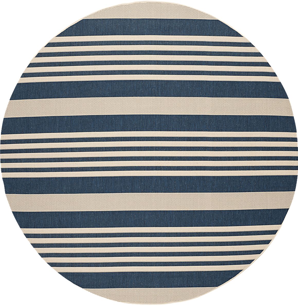 Fresh Stripes Navy 8' Round Indoor/Outdoor Rug