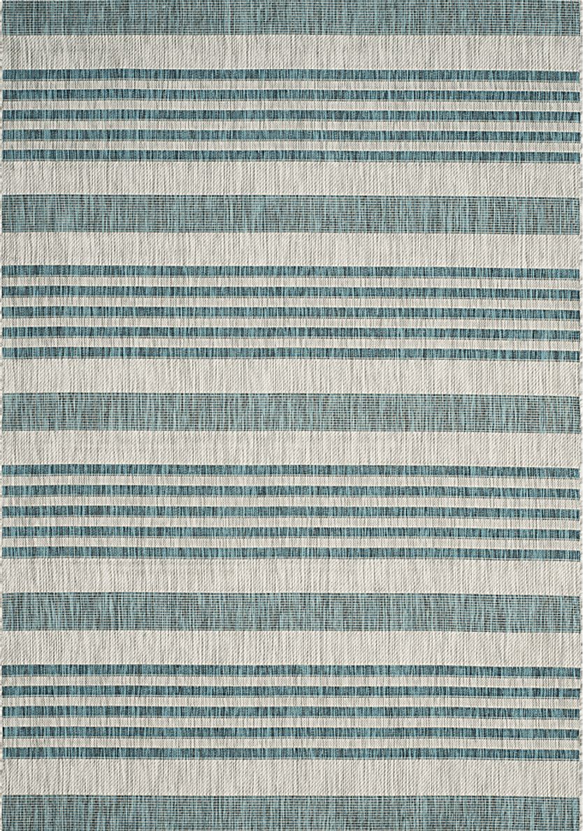 Fresh Stripes Teal 8' x 11' Indoor/Outdoor Rug