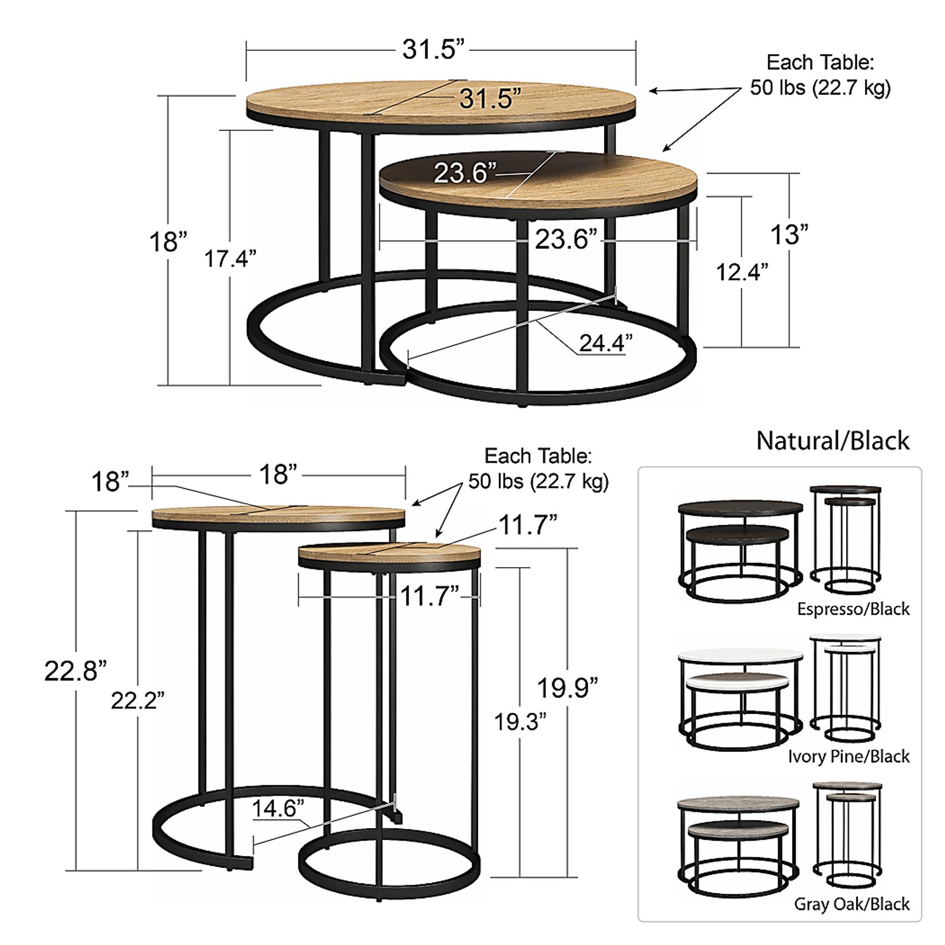 Friedel Oak Nesting Cocktail & End Table, Set of 4 - Image 15