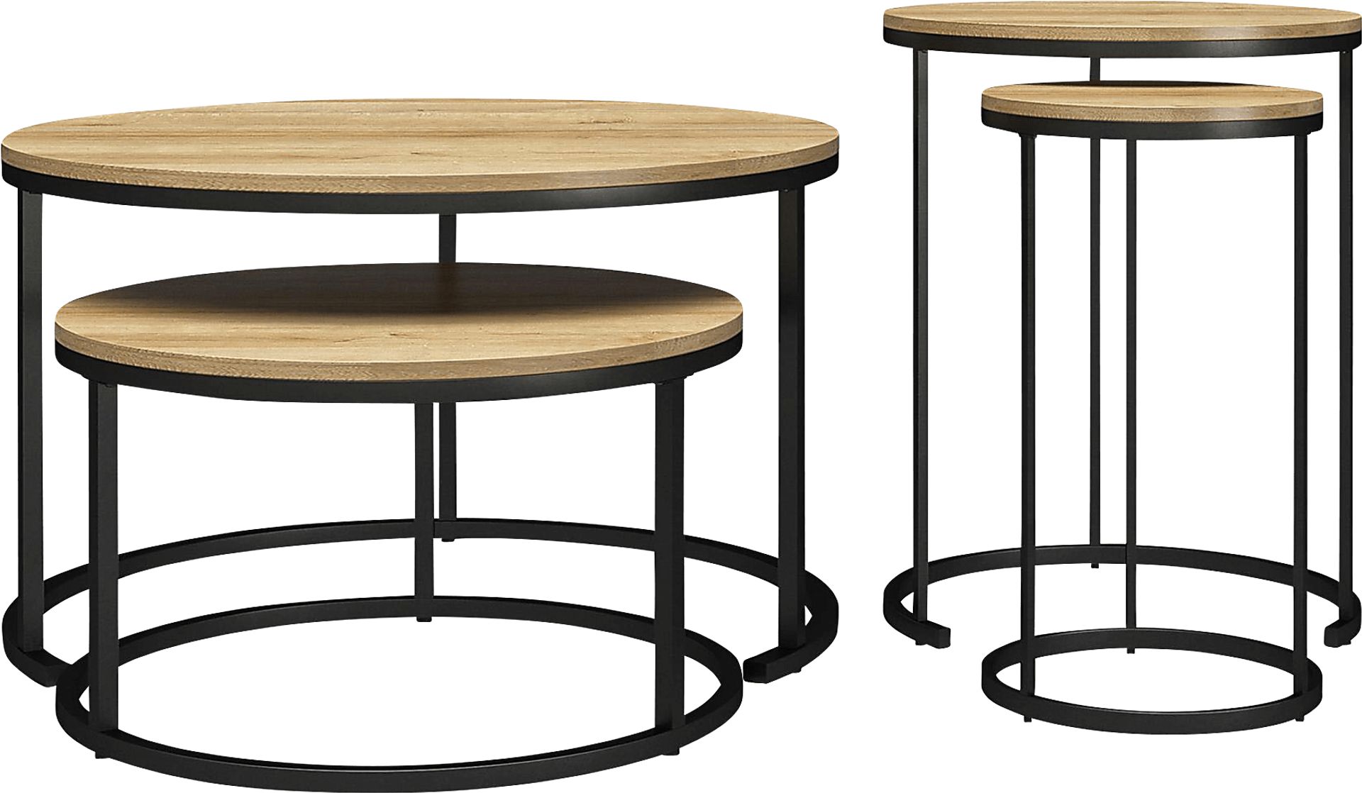 Friedel Oak Nesting Cocktail & End Table, Set of 4 - Image 1