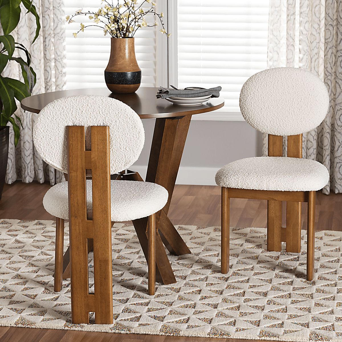 Friendfield Cream Beige Acrylic,Polyester Fabric Dining Chair, Set Of 2 ...