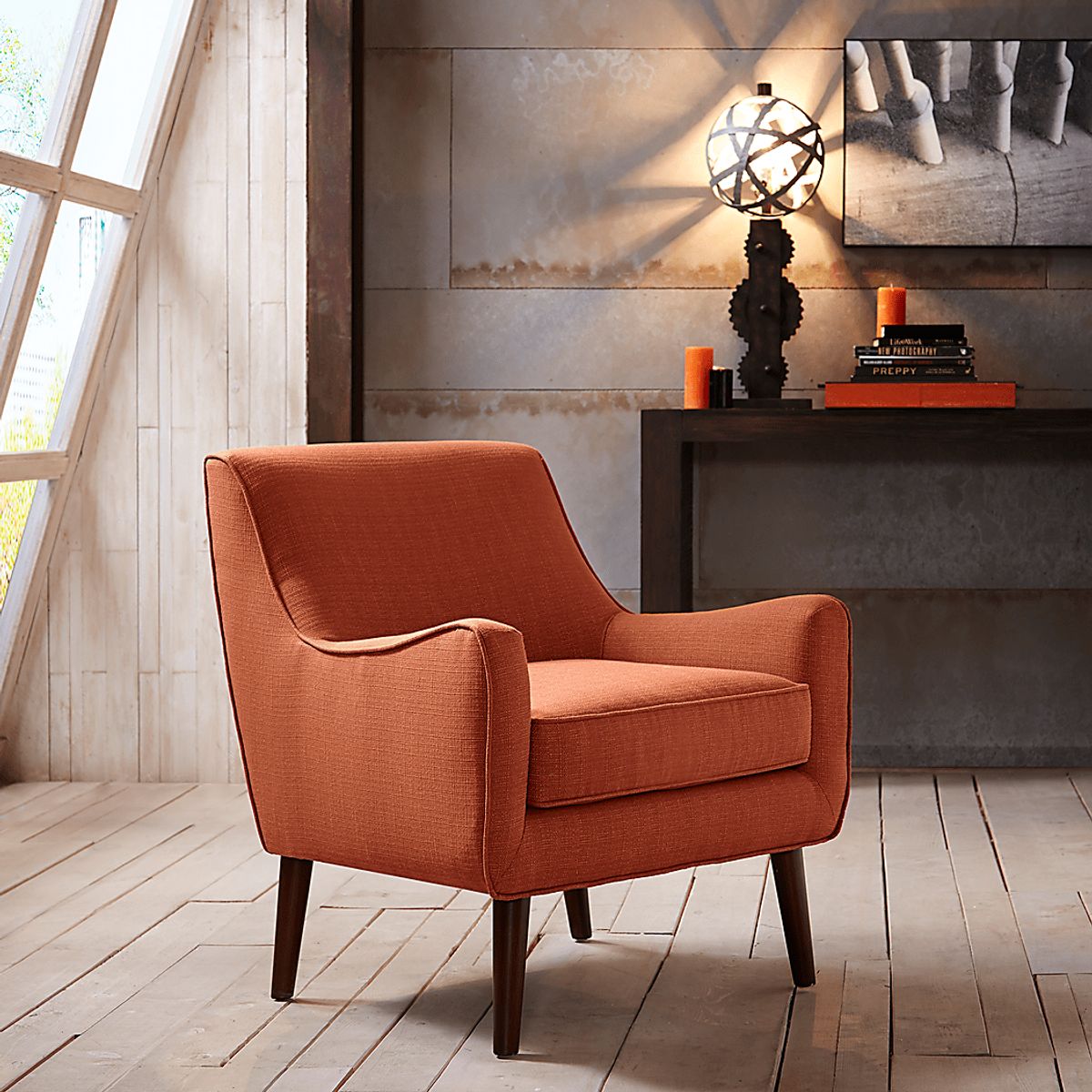 Frostwood Orange Orange,Red Polyester Fabric Accent Chair | Rooms to Go