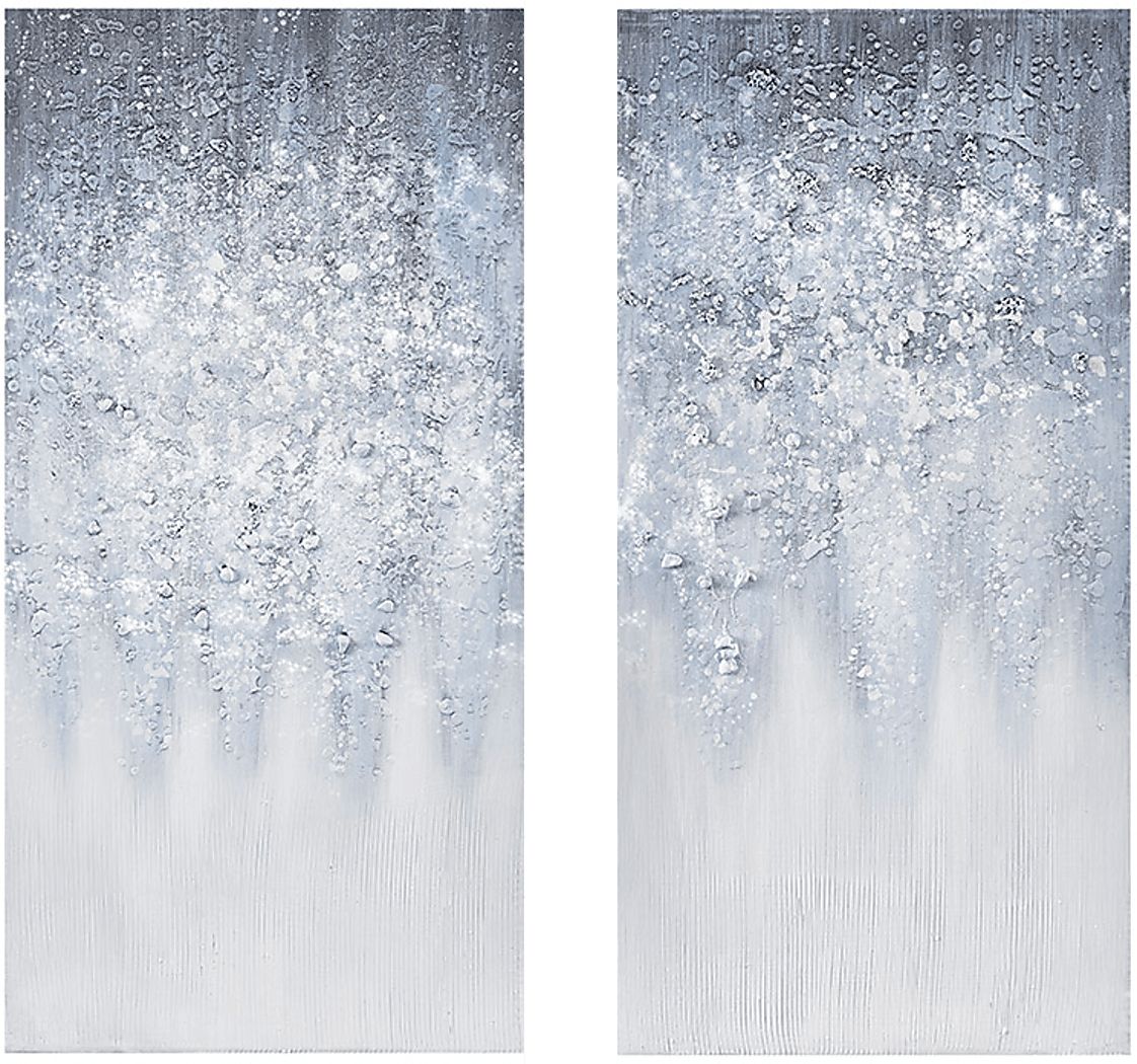 Frozen Rain Blue Artwork, Set of 2