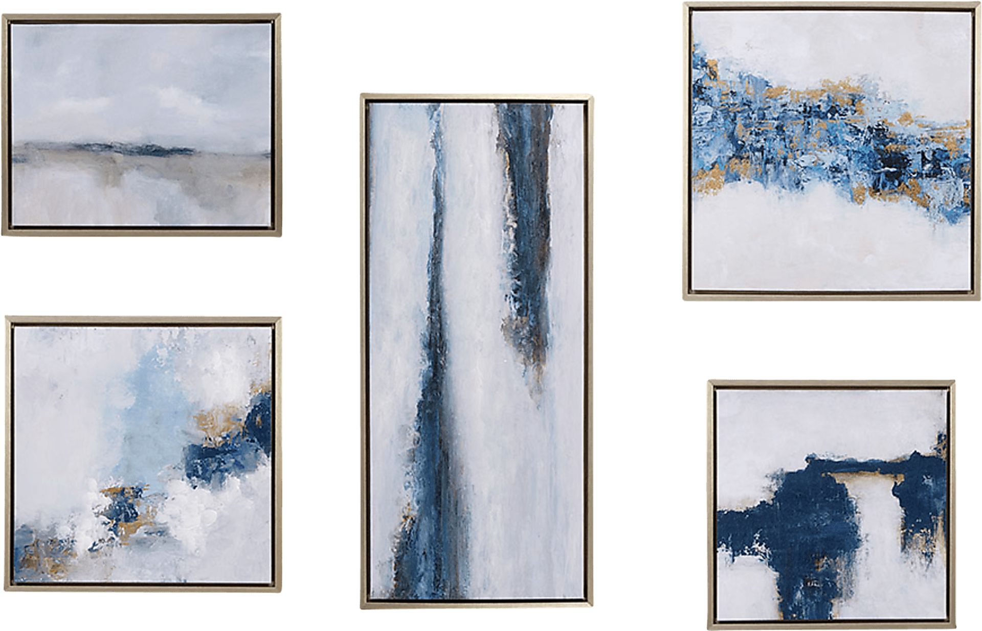 Frozen Thoughts Blue Artwork, Set of 5 - Image 1
