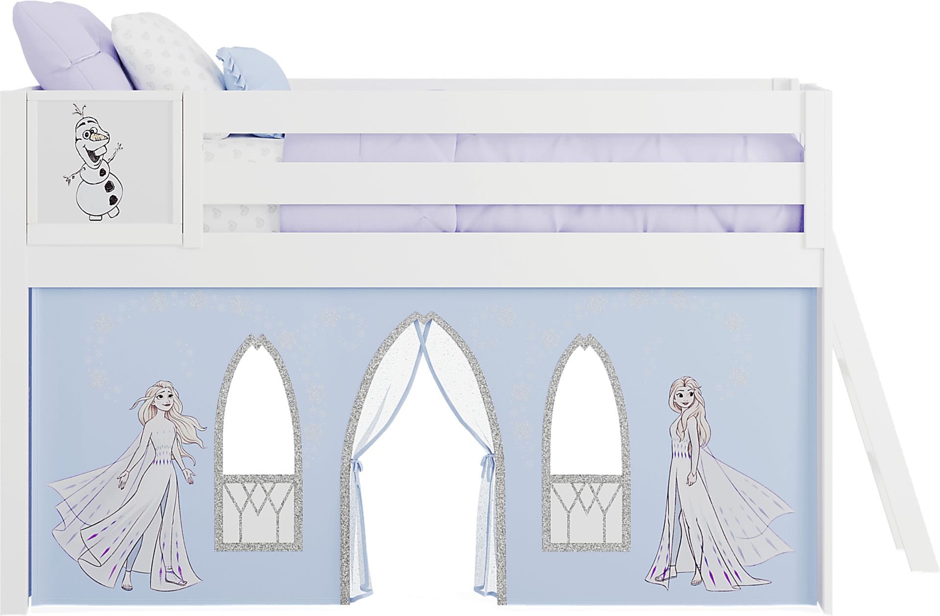 Frozen White Twin Low Loft with Activity Panel - Image 3