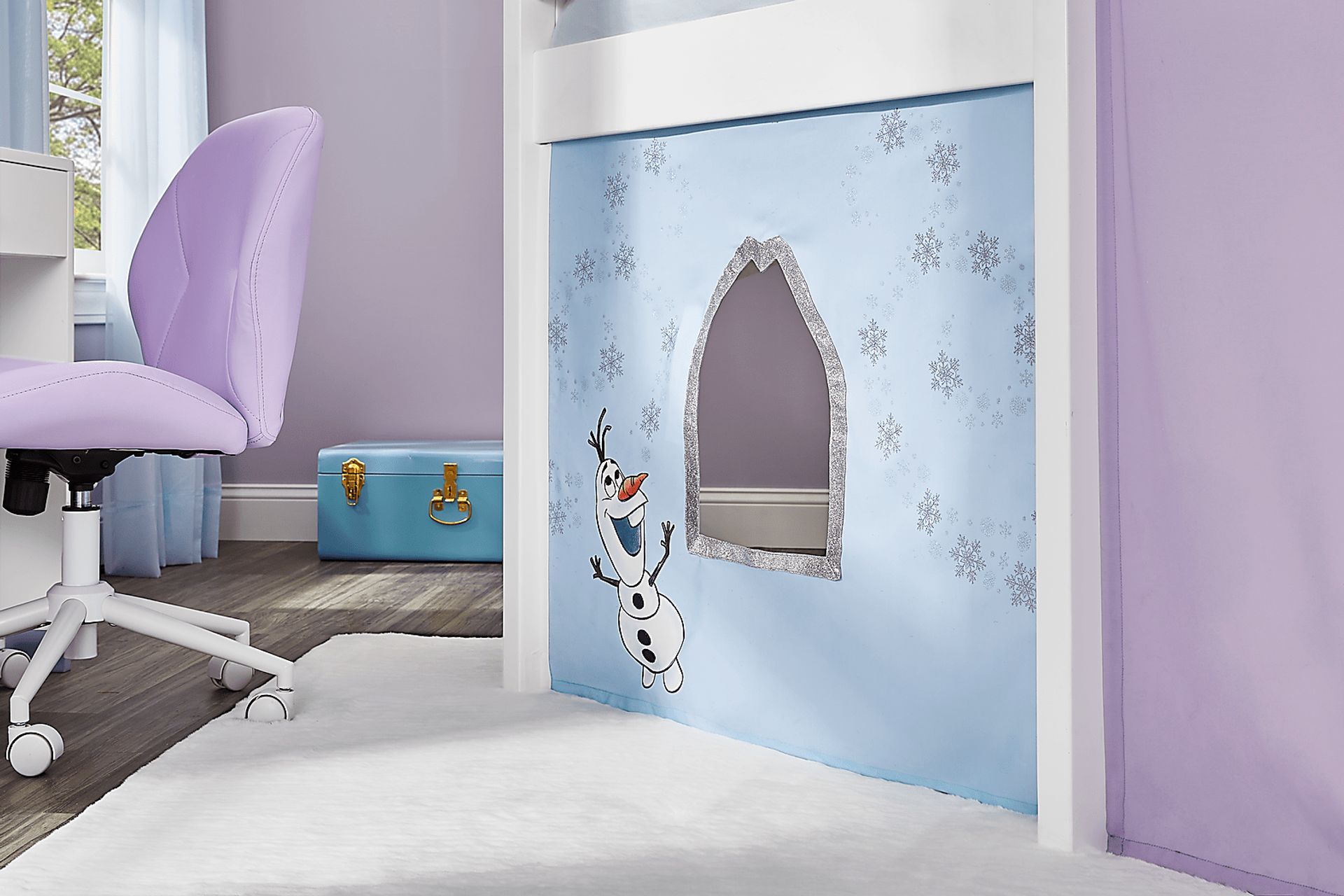 Frozen White Twin Low Loft with Activity Panel - Image 3