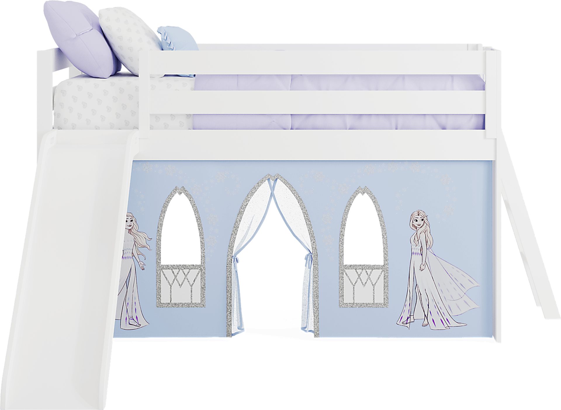 Frozen White Twin Low Loft with Slide - Image 3