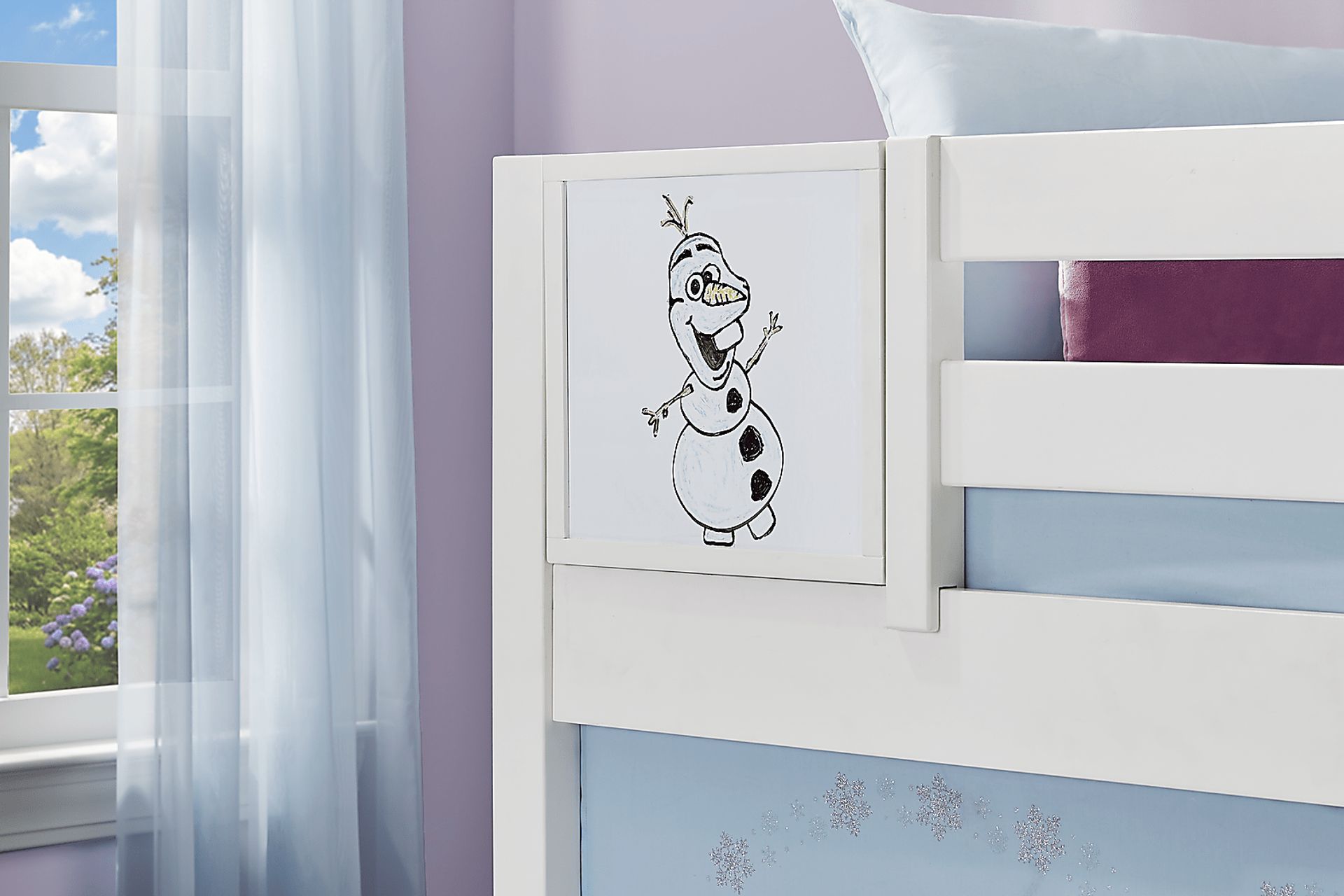 Frozen White Twin Low Step Loft with Activity Panel, Tent & Tower - Image 4