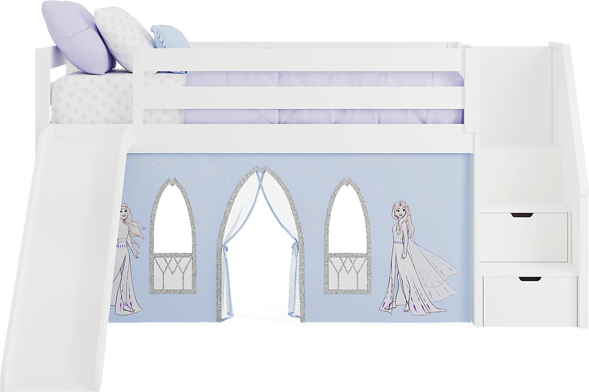 Frozen White Twin Low Step Loft with Slide - Image 3