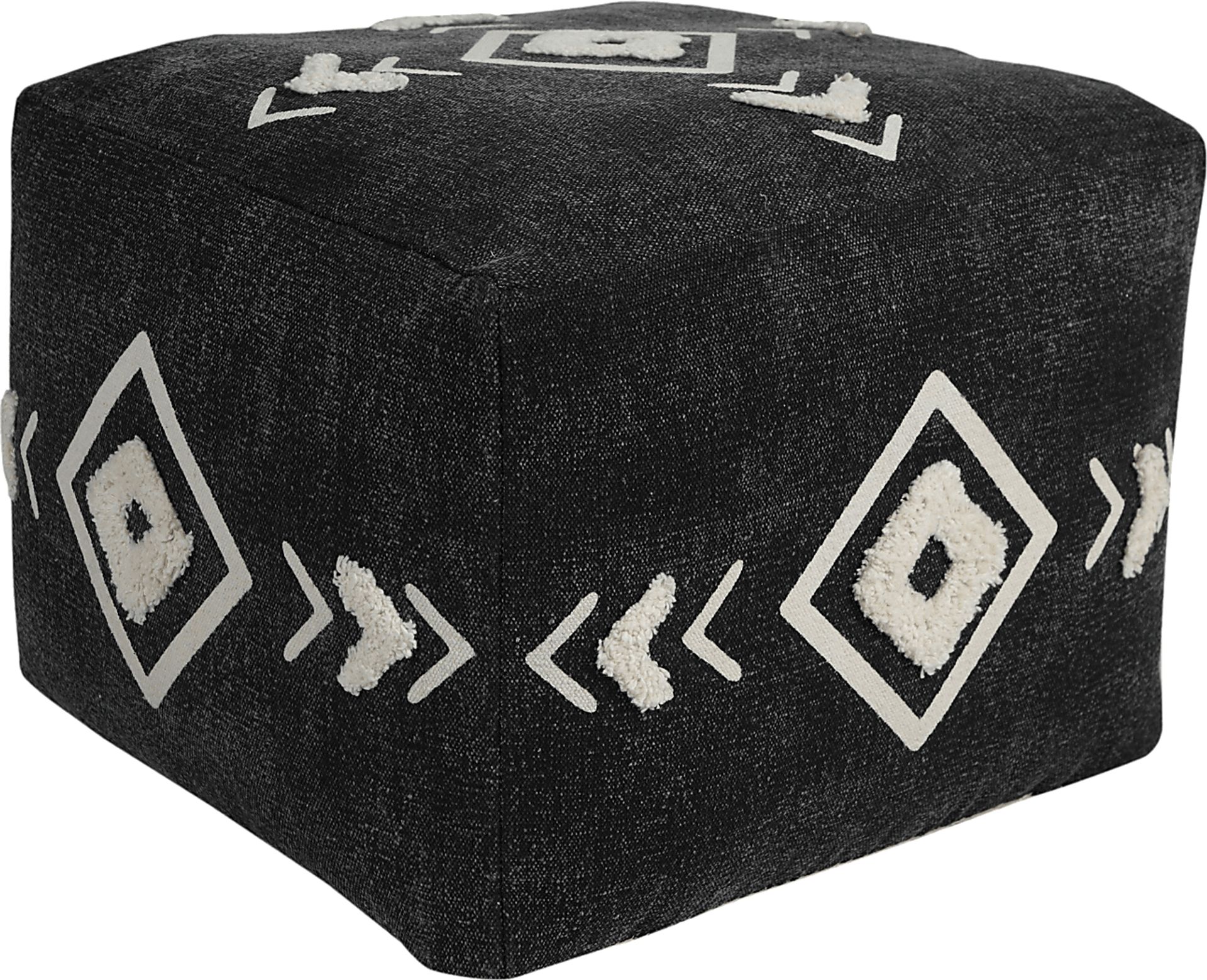 Fuana Black/White Pouf - Image 1