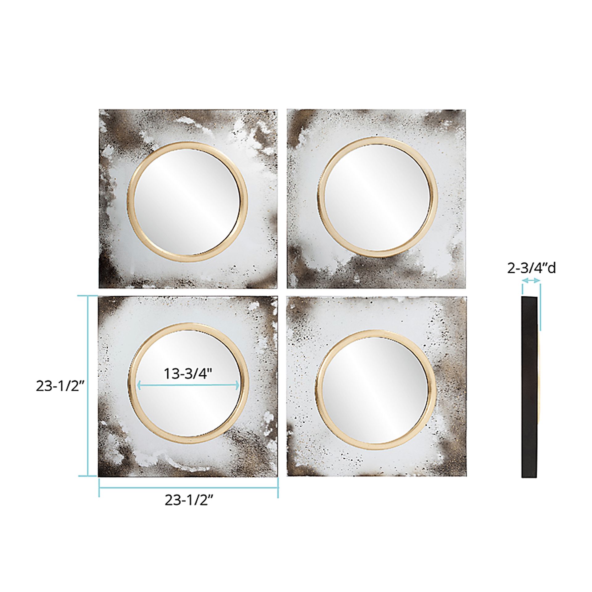 Fukayna Silver Wall Mirror, Set of 4 - Image 7
