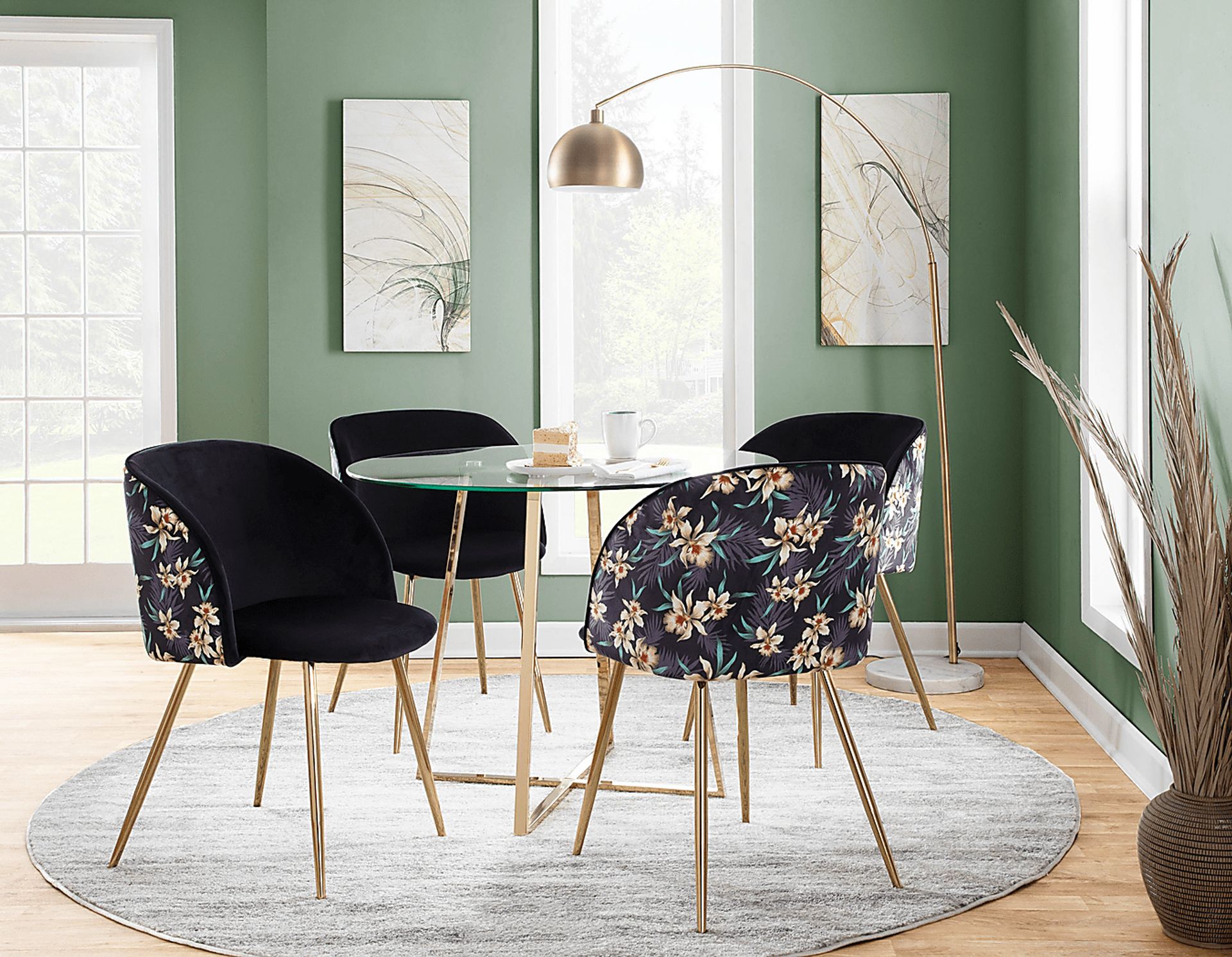 Fulham Black Floral Dining Chair, Set of 2 - Image 11