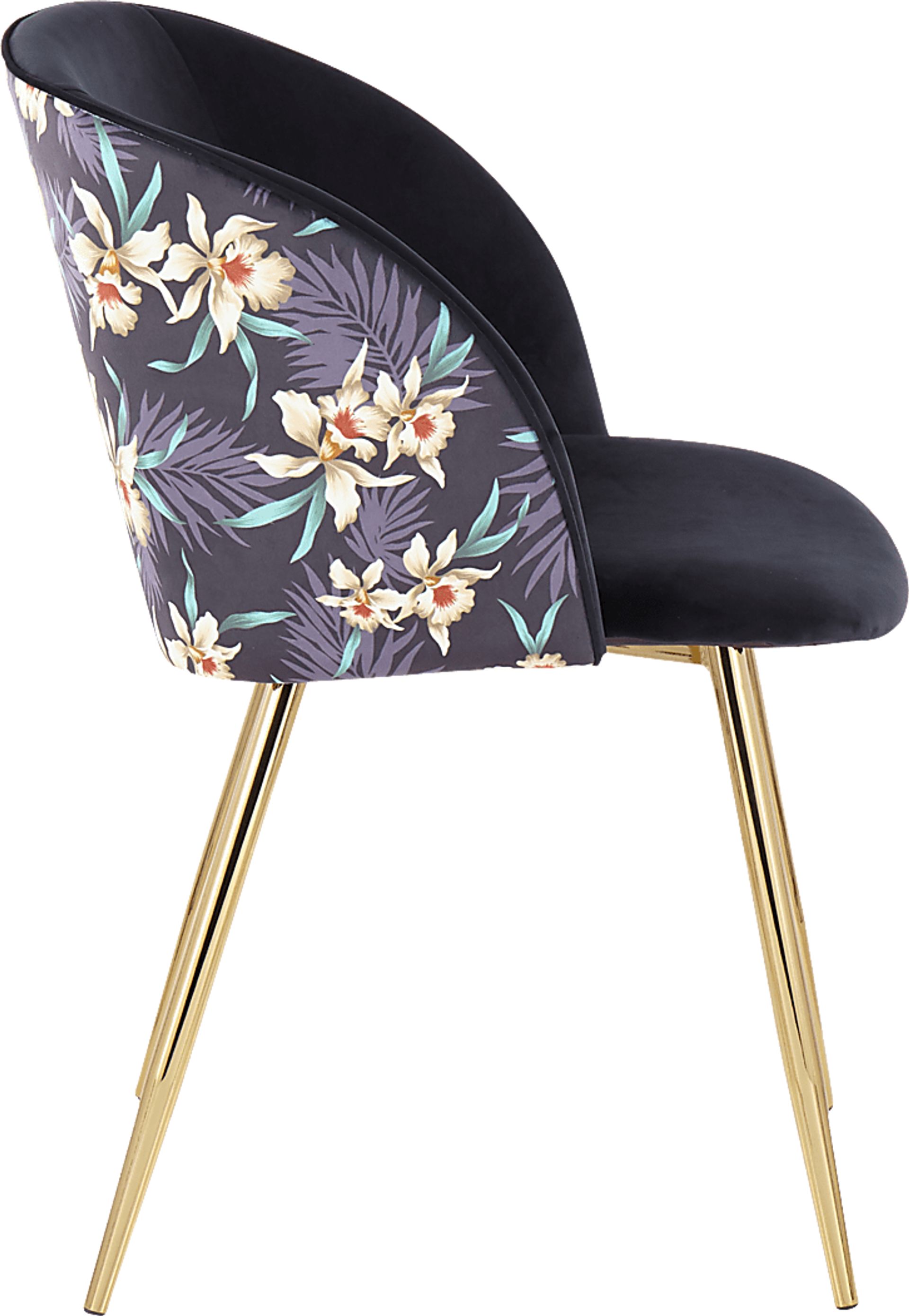 Fulham Black Floral Dining Chair, Set of 2 - Image 3
