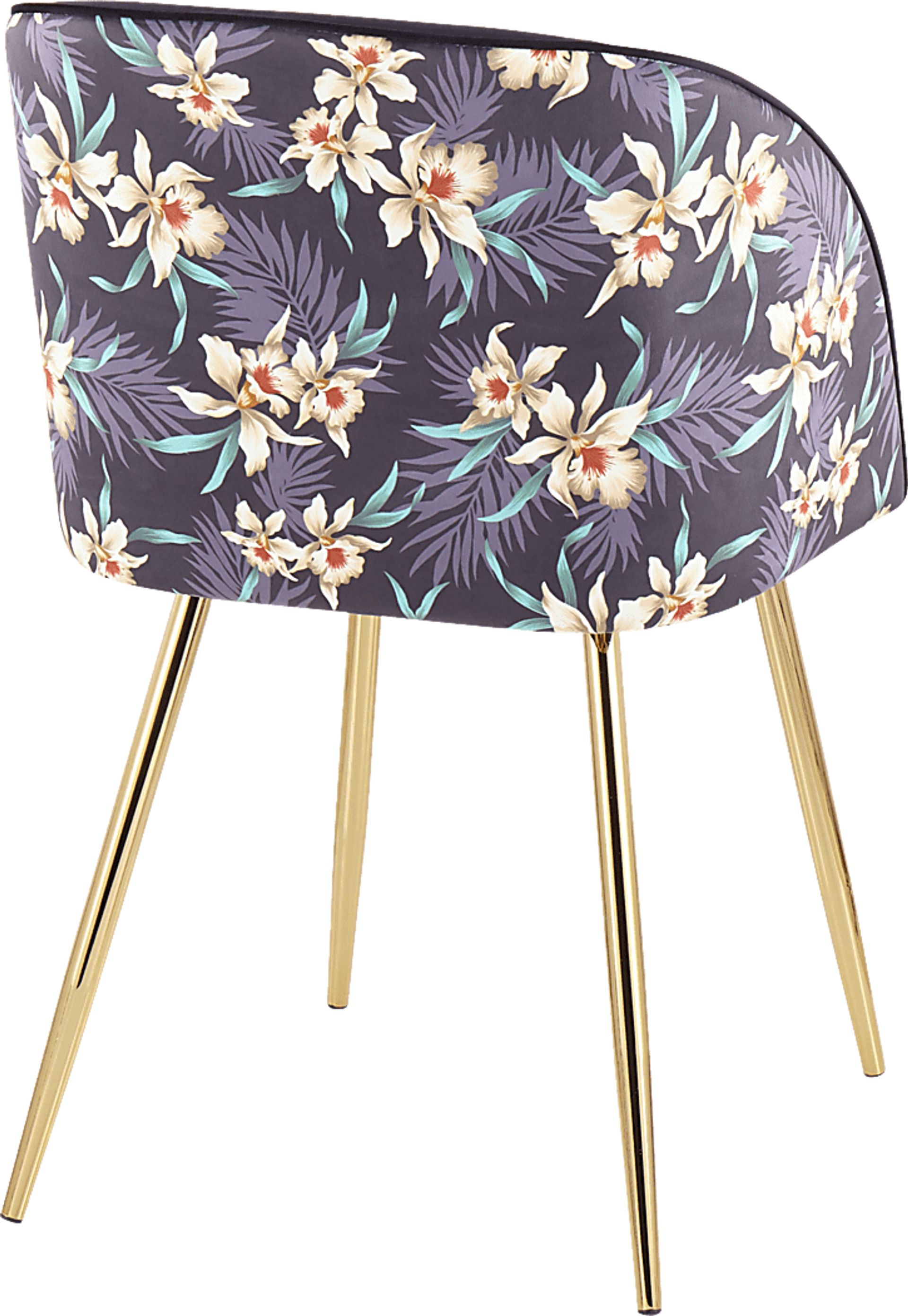 Fulham Black Floral Dining Chair, Set of 2 - Image 4