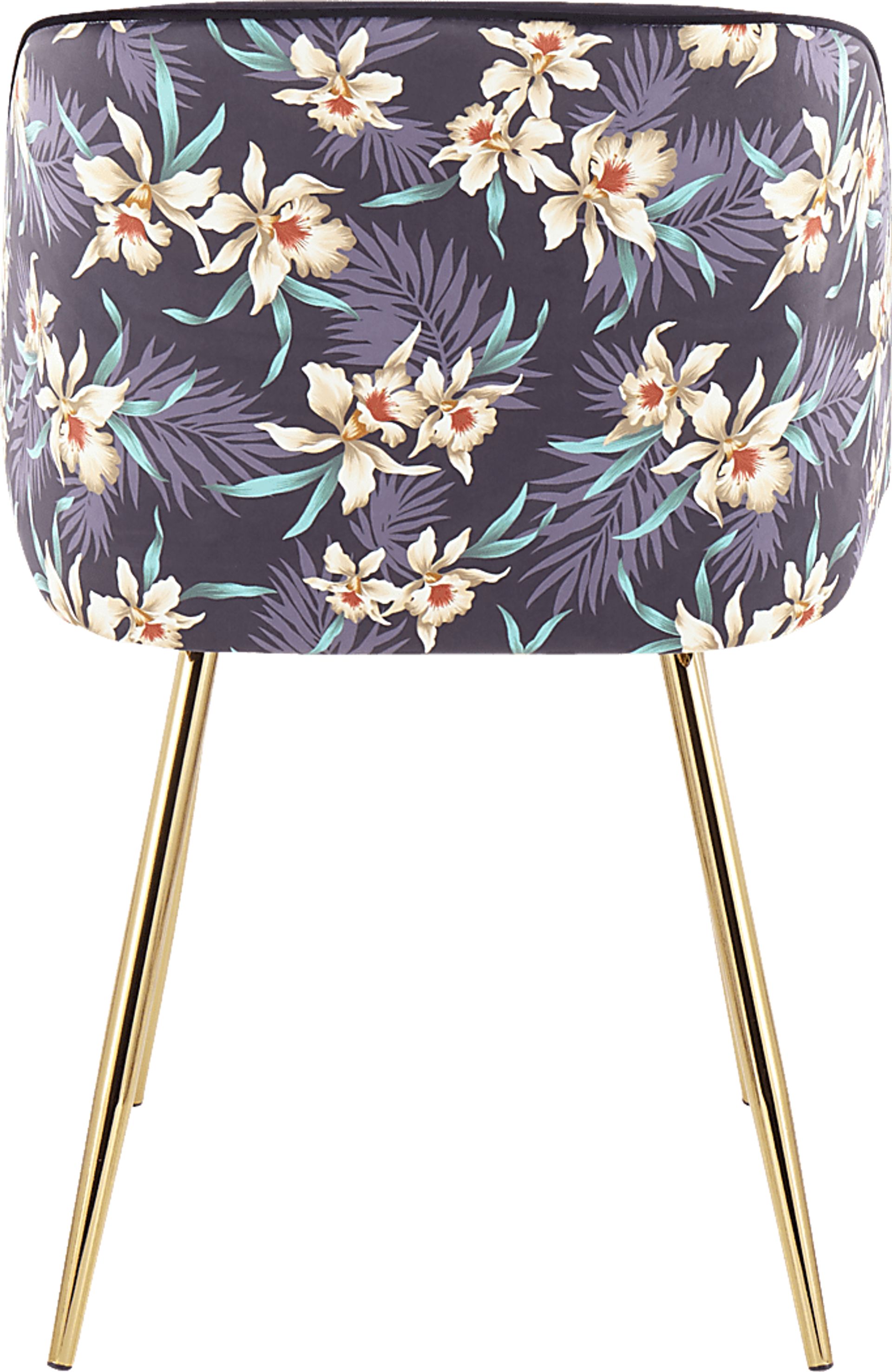 Fulham Black Floral Dining Chair, Set of 2 - Image 5