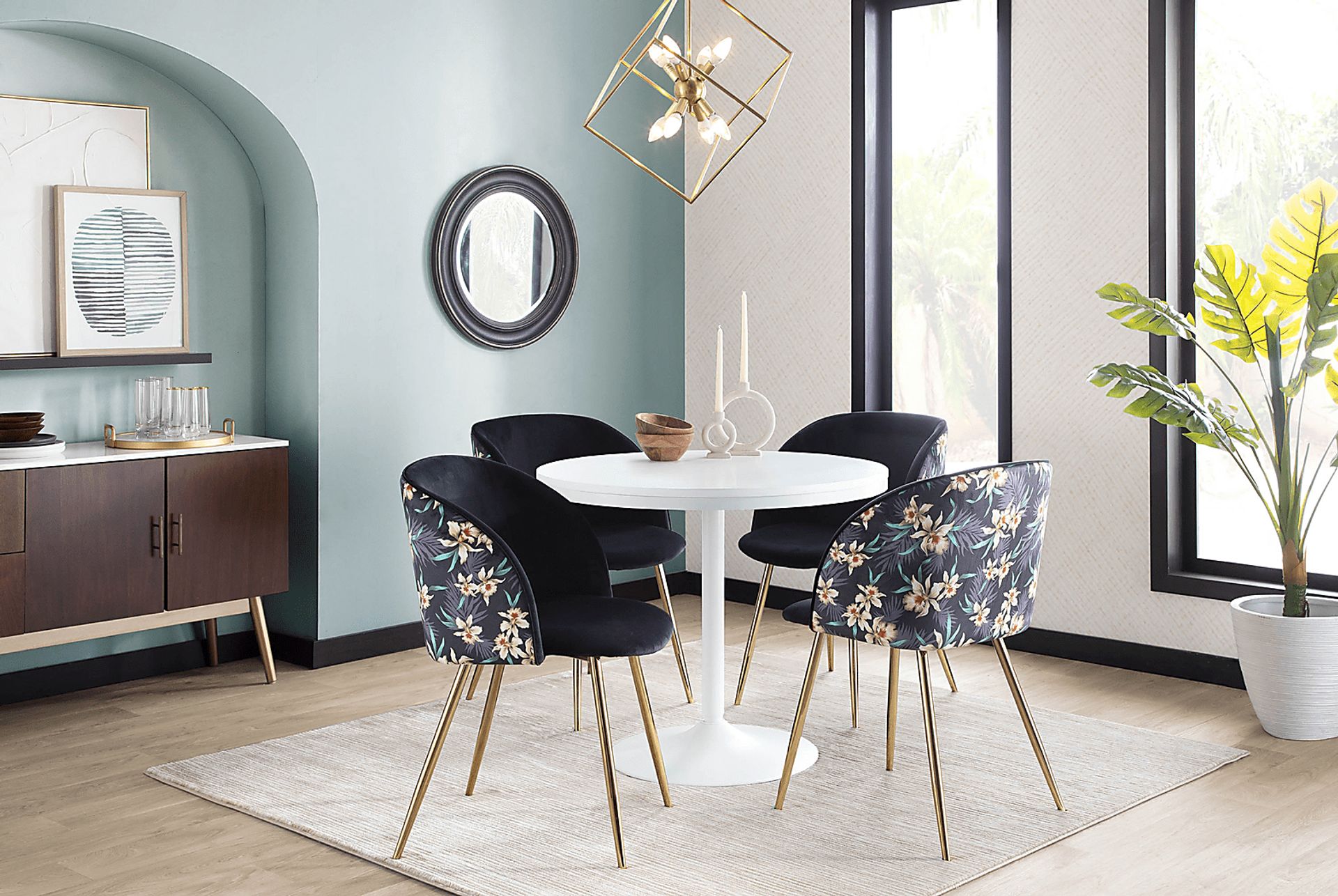 Fulham Black Floral Dining Chair, Set of 2 - Image 9