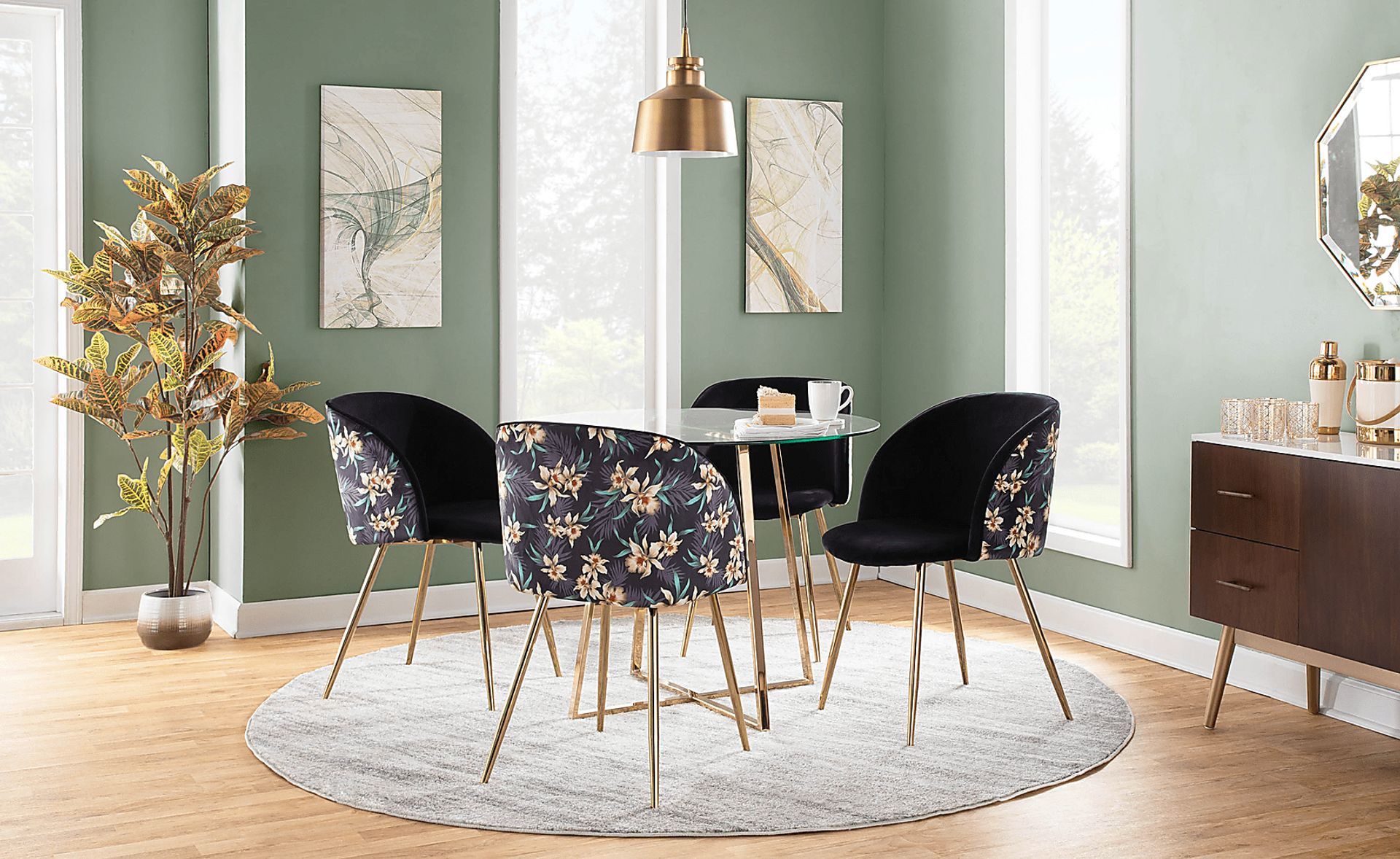 Fulham Black Floral Dining Chair, Set of 2 - Image 10