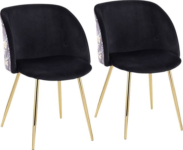 Fulham Black Floral Dining Chair, Set of 2 - Thumbnail - Image 1