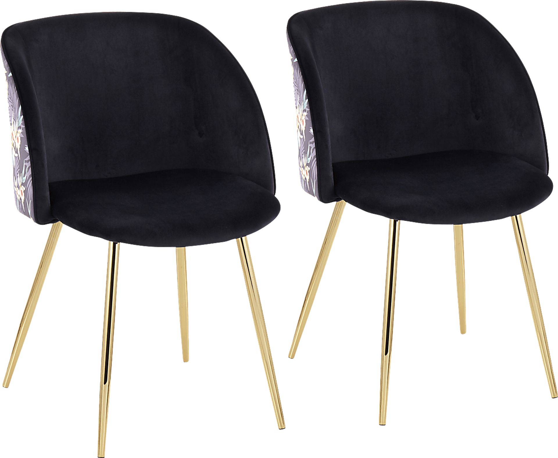 Fulham Black Floral Dining Chair, Set of 2 - Image 1