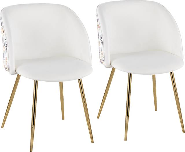 Fulham White Floral Dining Chair, Set of 2 - Thumbnail - Image 1