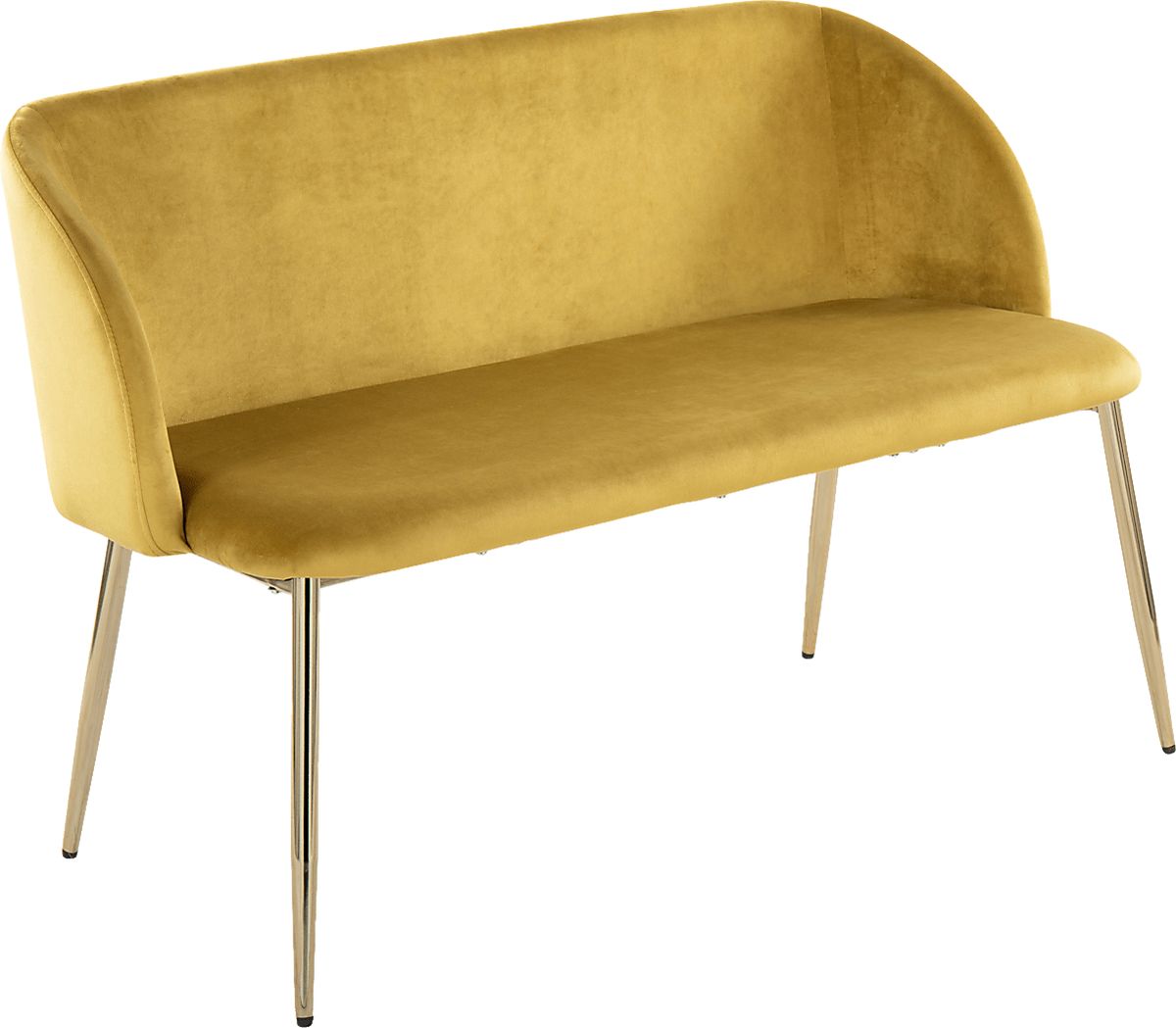 Fulham Yellow Velvet Plush Accent Bench | Rooms to Go