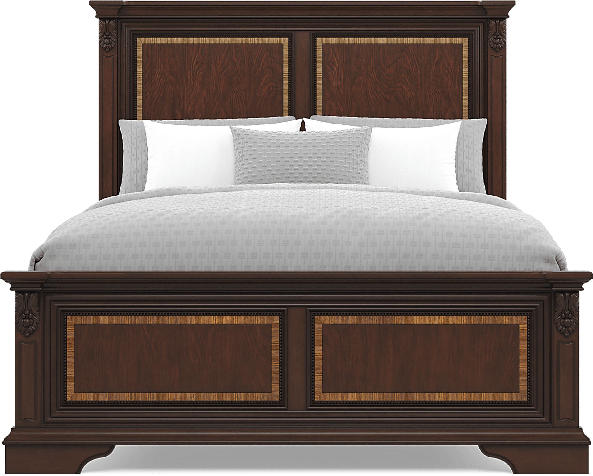 Fuller Brown Cherry Finish 5 Pc Queen Panel Bedroom - Image 3