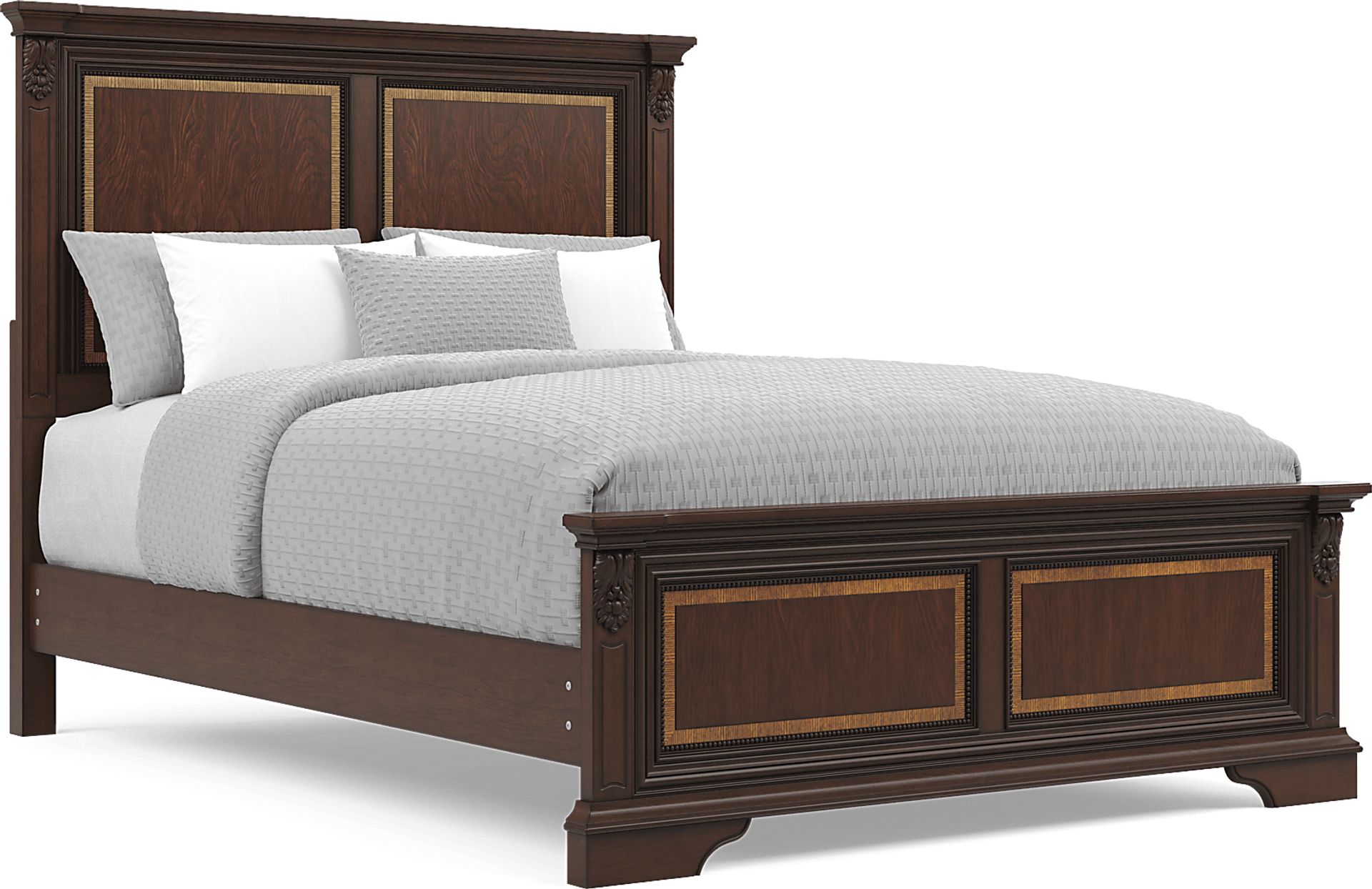 Fuller Brown Cherry Finish 5 Pc Queen Panel Bedroom - Image 2