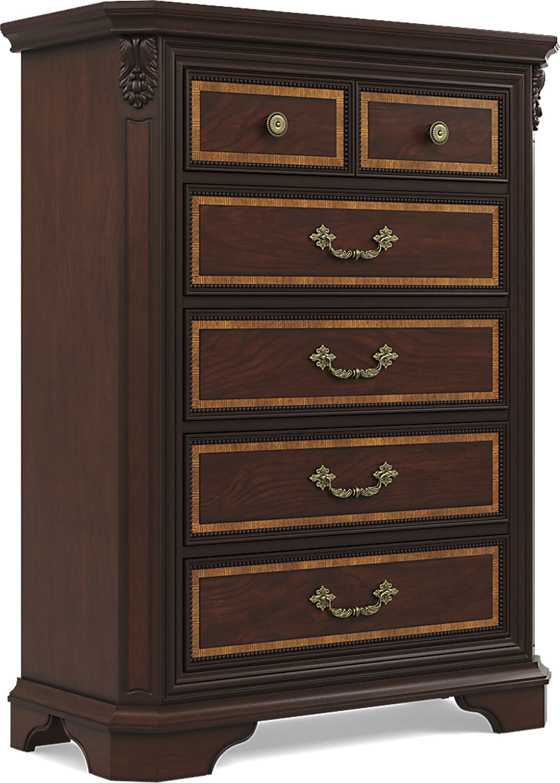 Fuller Brown Cherry Finish 5 Pc King Upholstered Sleigh Bedroom - Image 5