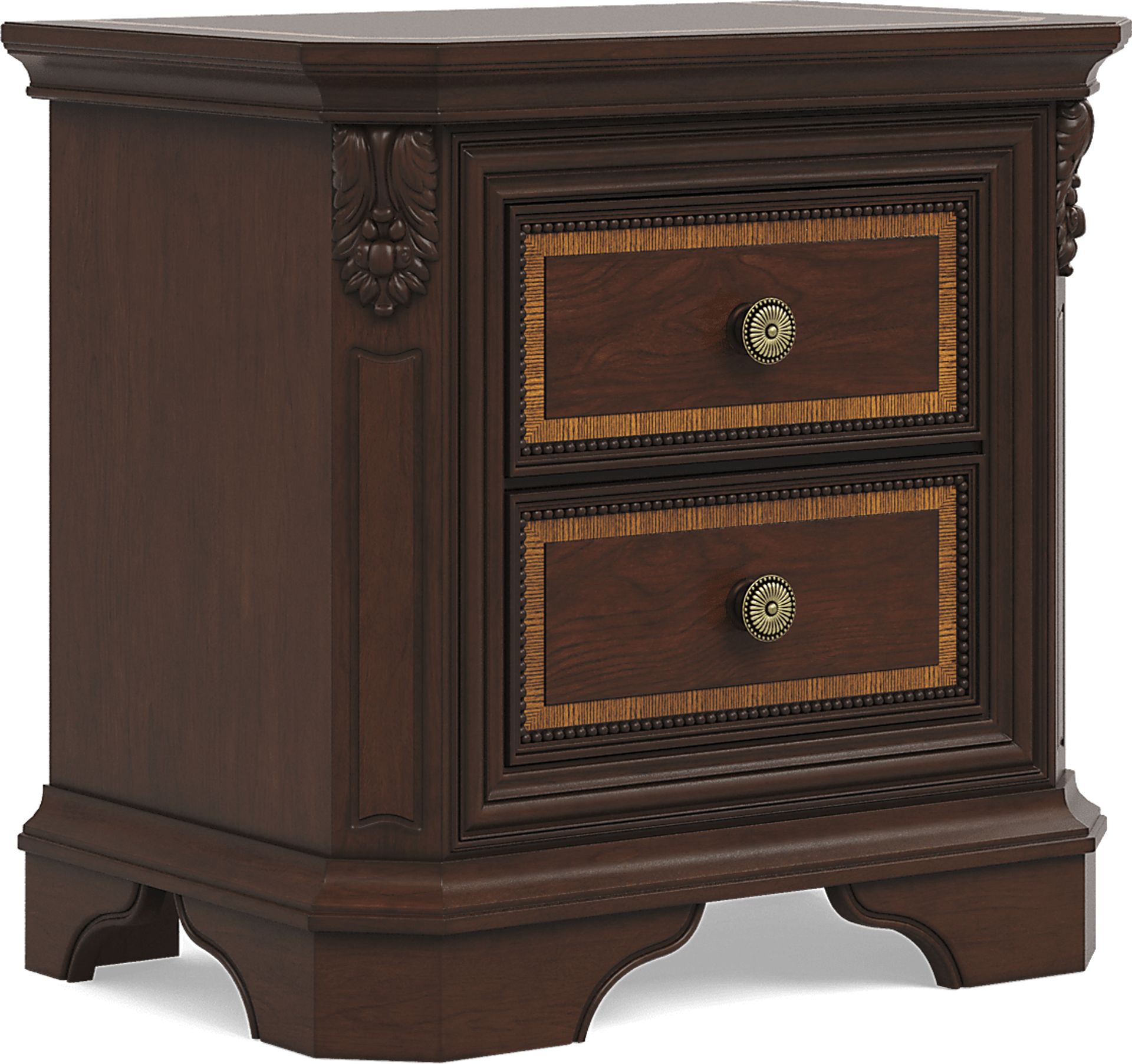 Fuller Brown Cherry Finish 7 Pc Queen Upholstered Sleigh Bedroom - Image 9