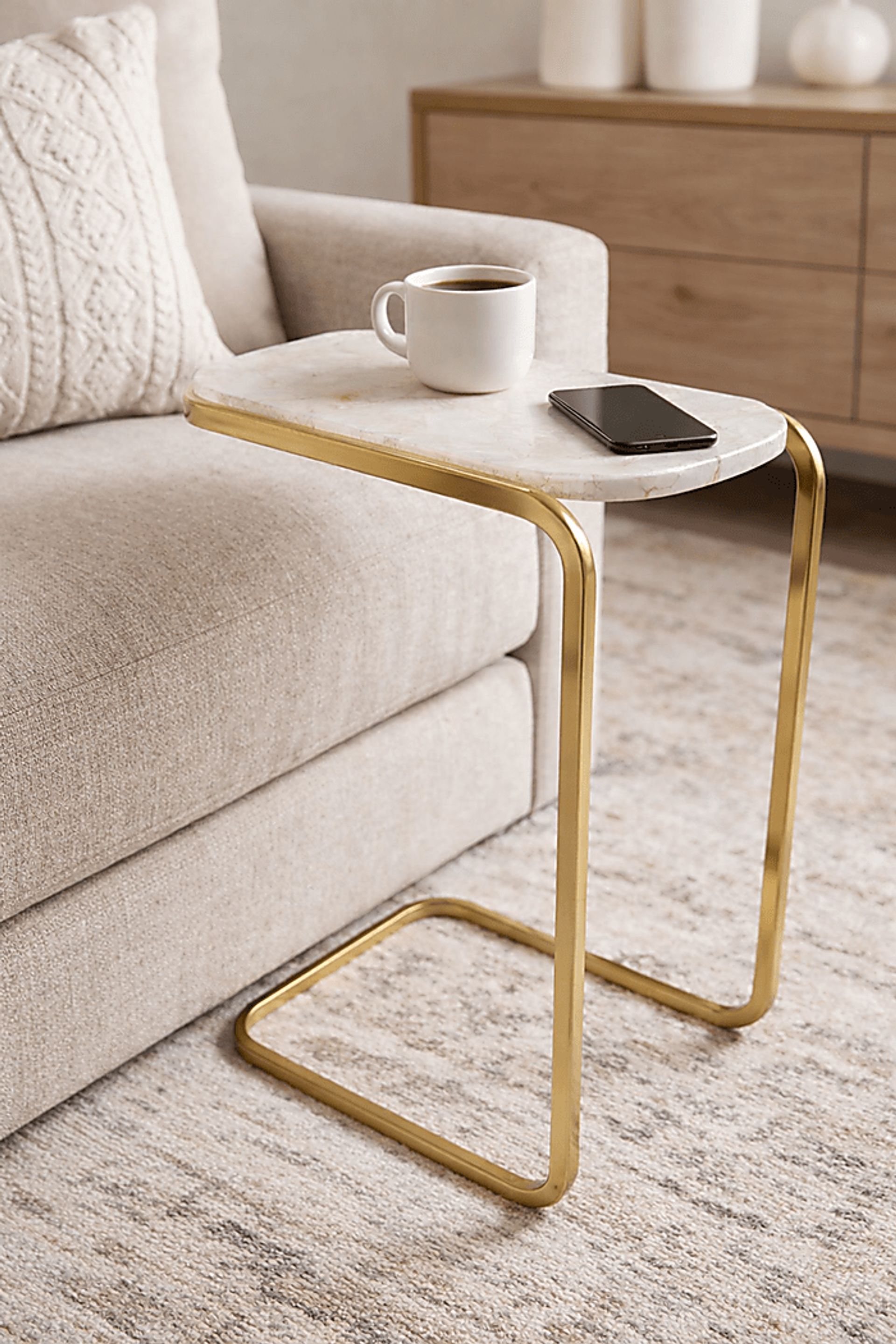 Funde Gold/White End Table - Image 2