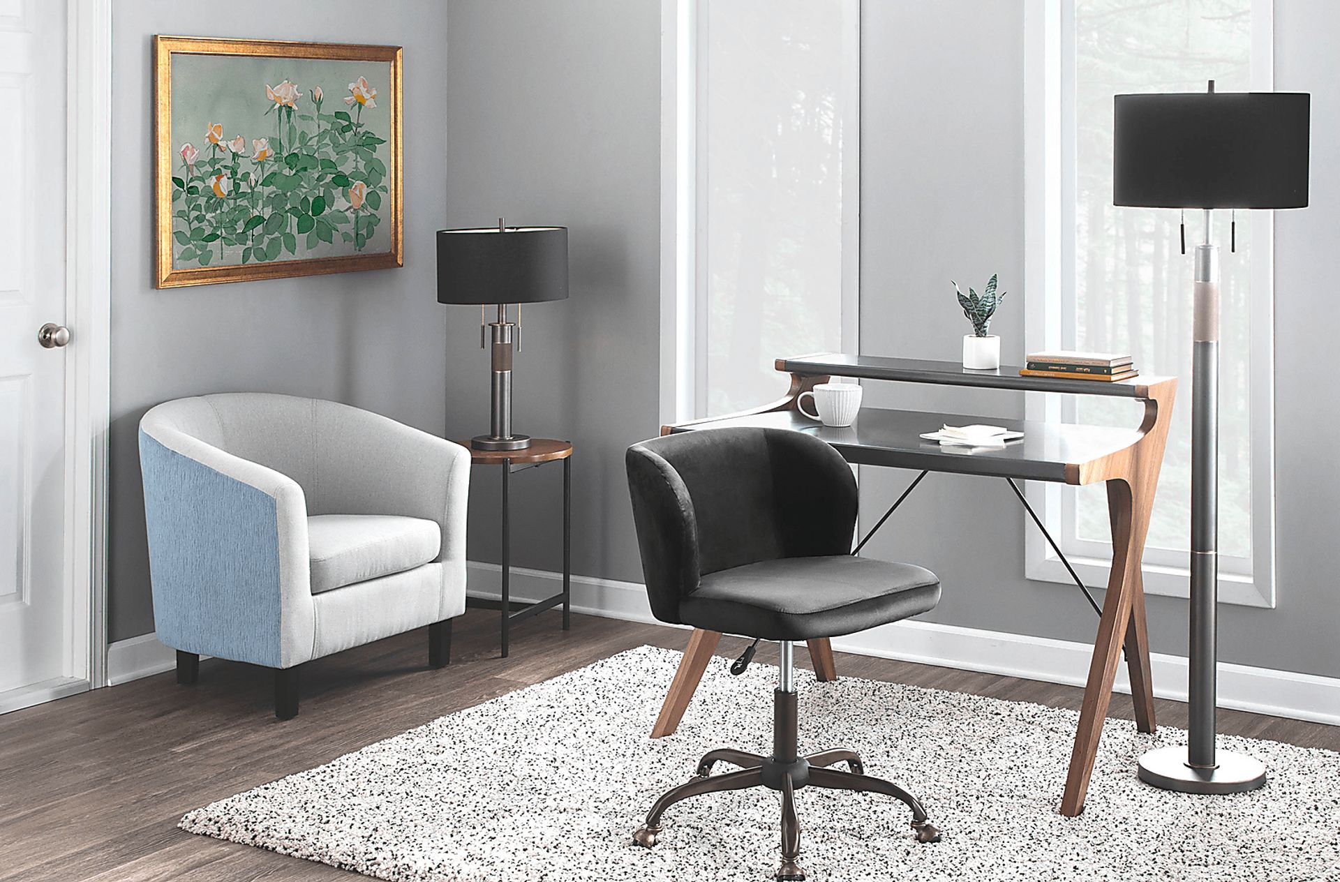 Fussell Black Plush Desk Chair - Image 8