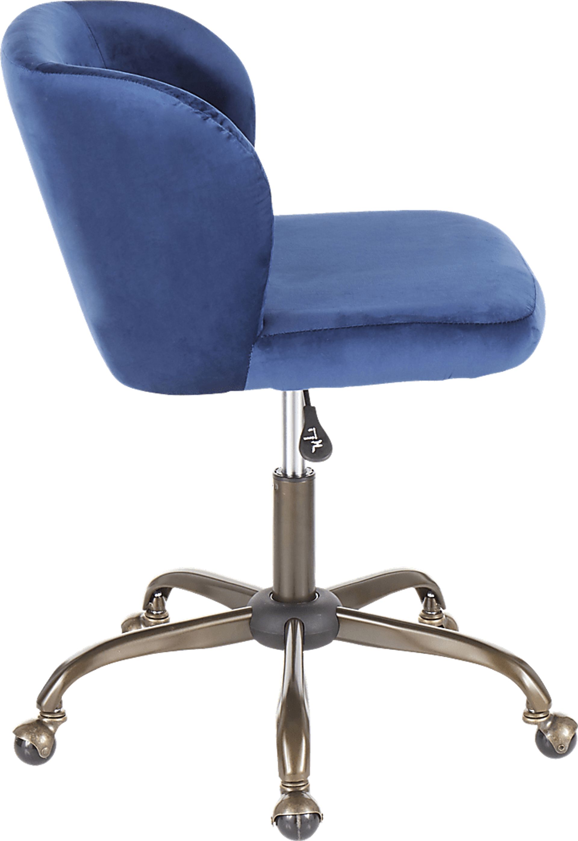 Fussell Blue Plush Desk Chair - Image 2