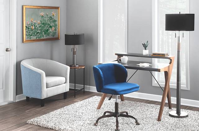 Fussell Blue Plush Desk Chair - Thumbnail - Image 8
