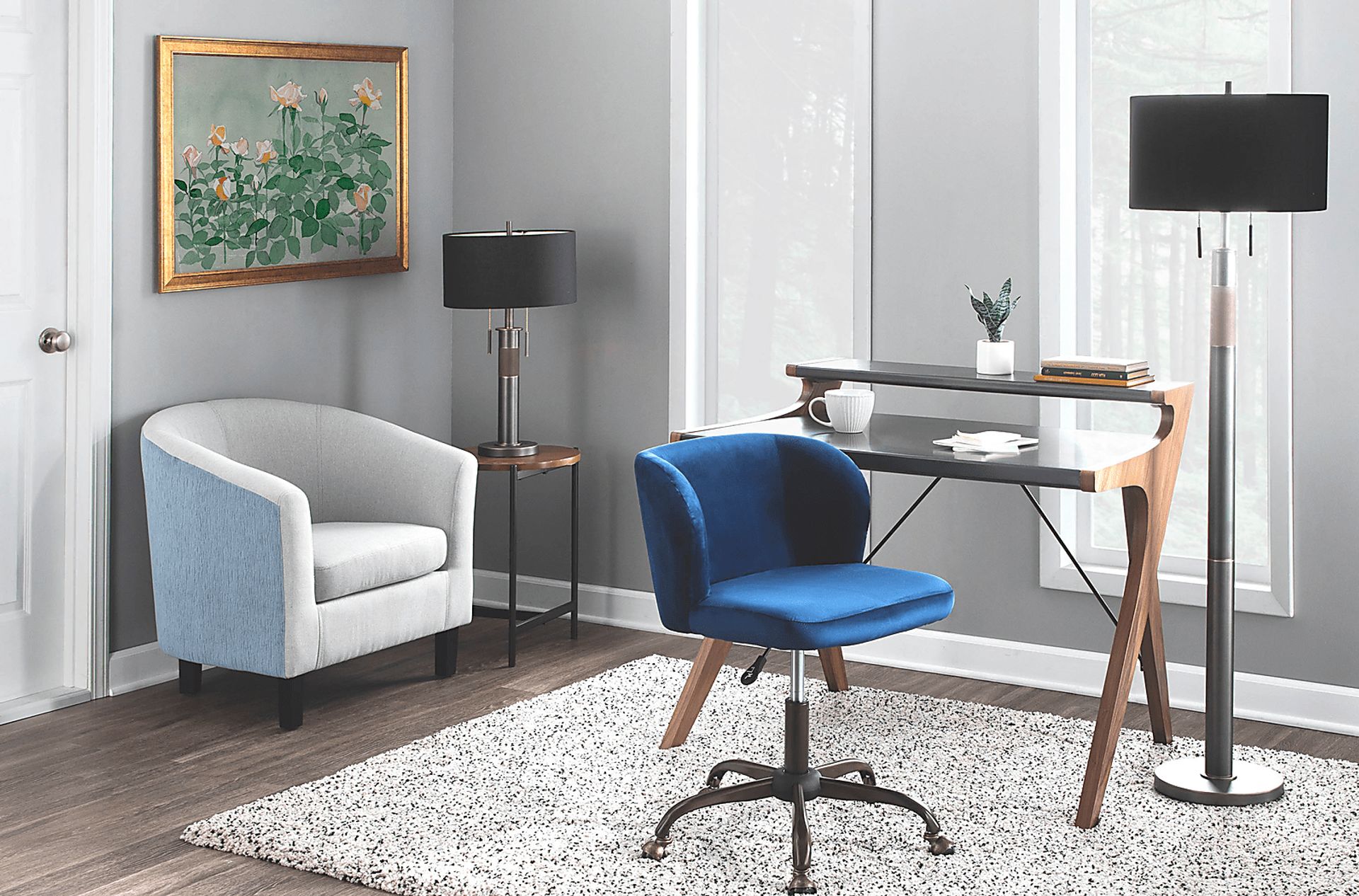 Fussell Blue Plush Desk Chair - Image 8