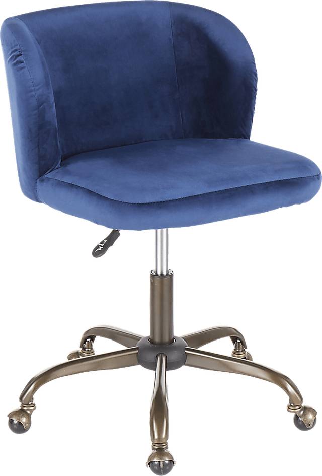 Fussell Blue Plush Desk Chair - Thumbnail - Image 1