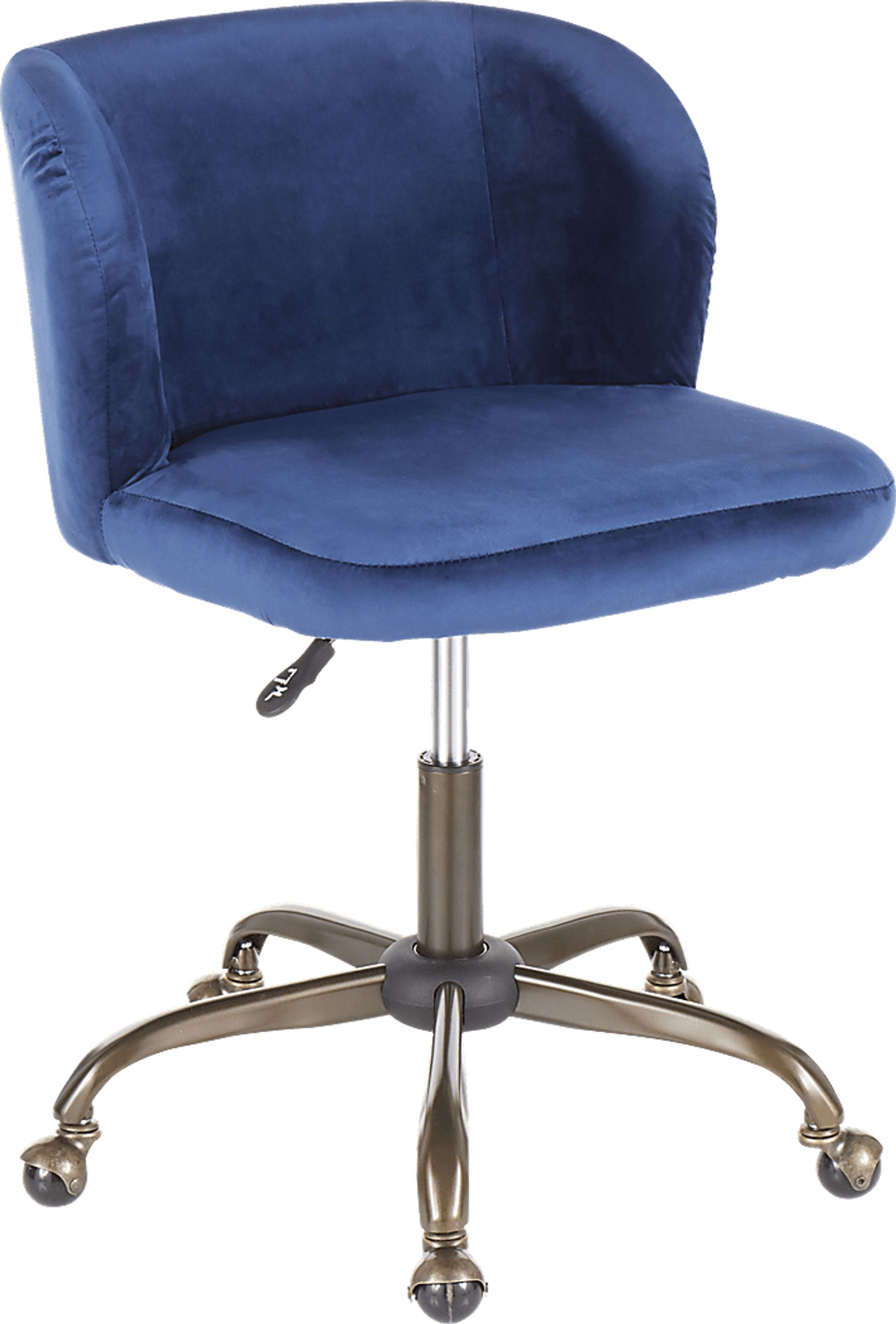 Fussell Blue Plush Desk Chair - Image 1