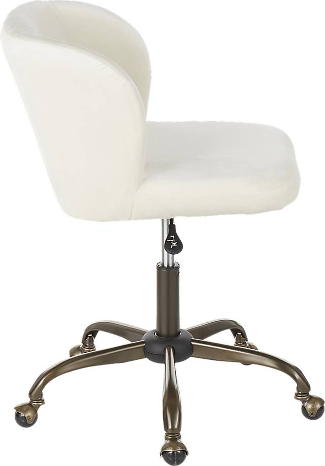 Fussell Cream Plush Desk Chair - Thumbnail - Image 2