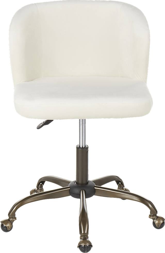 Fussell Cream Plush Desk Chair - Thumbnail - Image 5