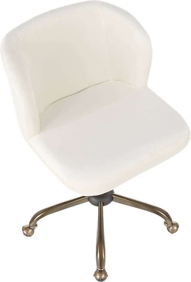 Fussell Cream Plush Desk Chair - Thumbnail - Image 6