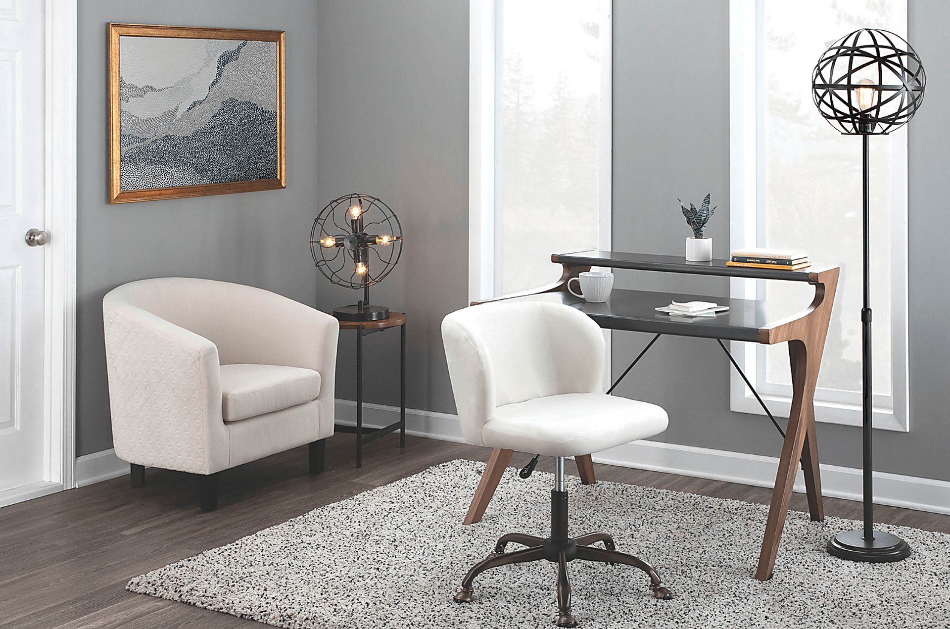 Fussell Cream Plush Desk Chair - Image 8