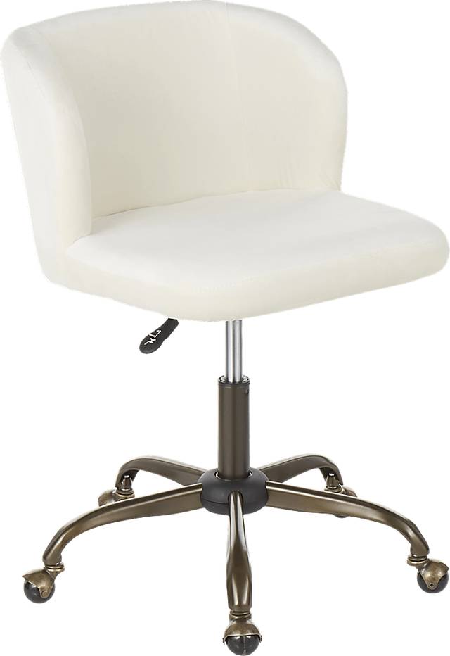 Fussell Cream Plush Desk Chair - Thumbnail - Image 1