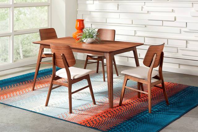 Gabian Square Walnut 5 Pc Rectangle Dining Room - Thumbnail - Image 1