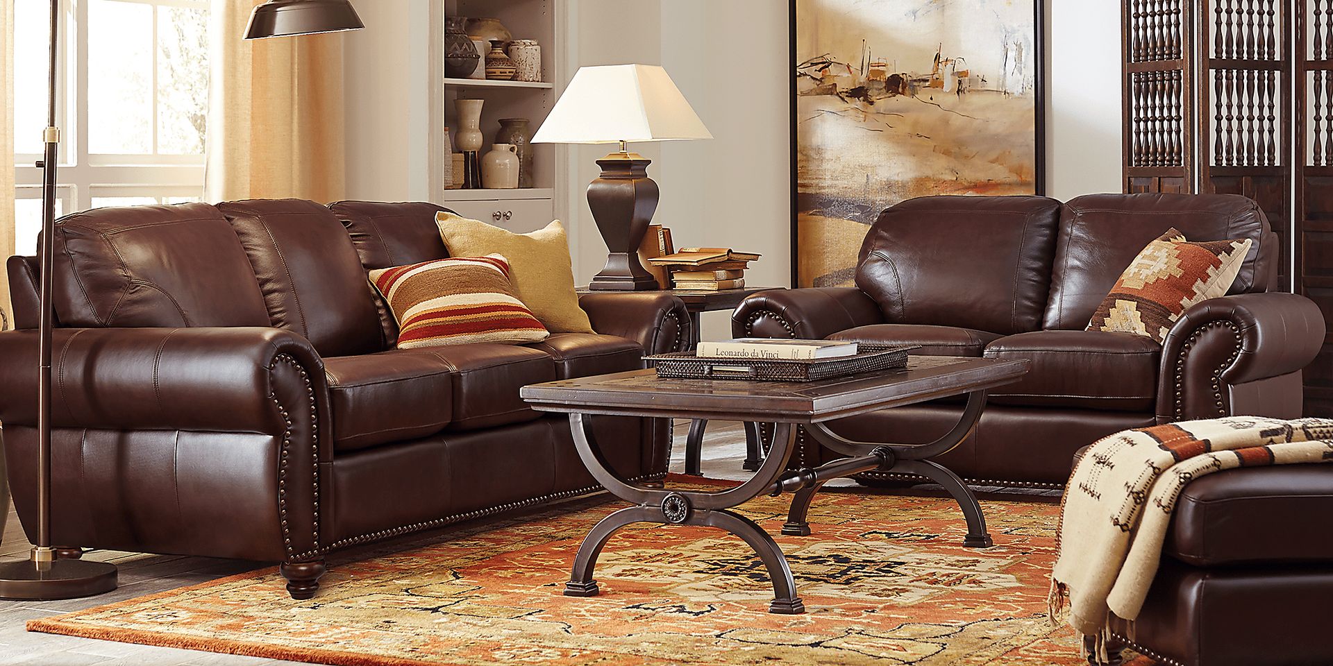 Brockett Brown Leather 3 Pc Living Room - Image 1