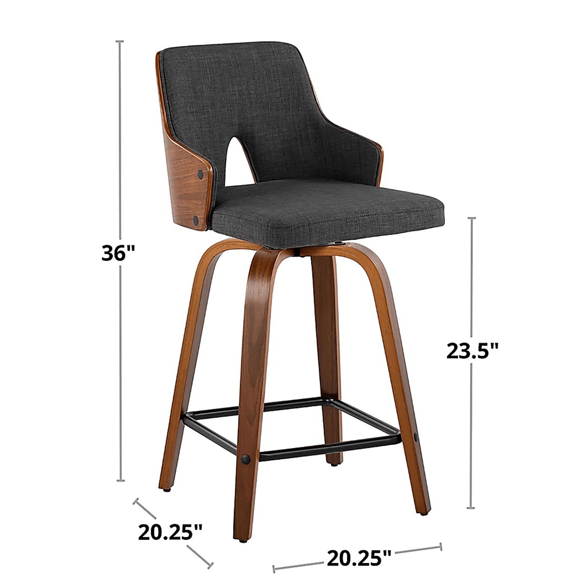 Gadsen II Charcoal Swivel Counter Height Stool, Set of 2 - Image 10