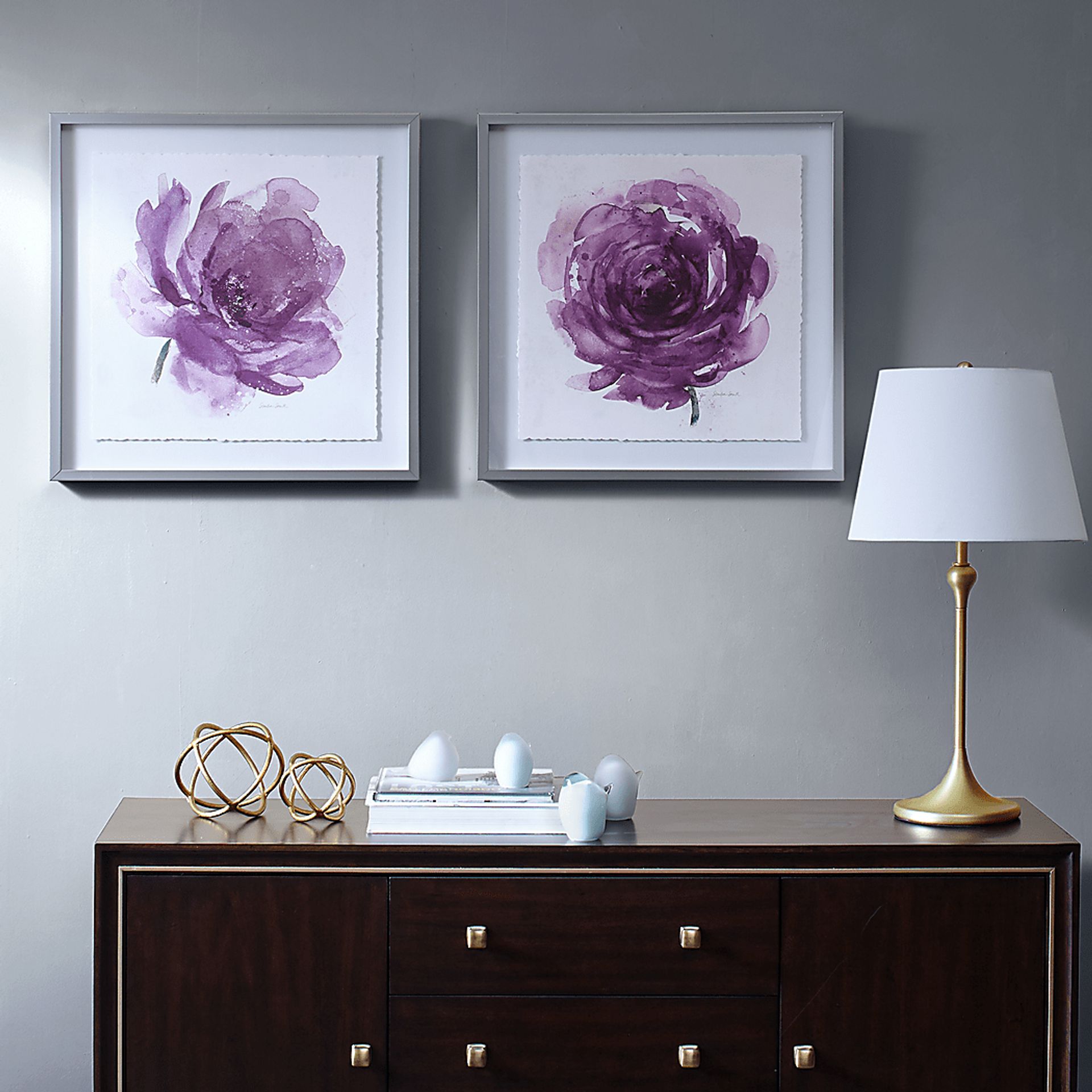 Gaedke Purple Framed Graphic Artwork 2 Piece Set - Image 2