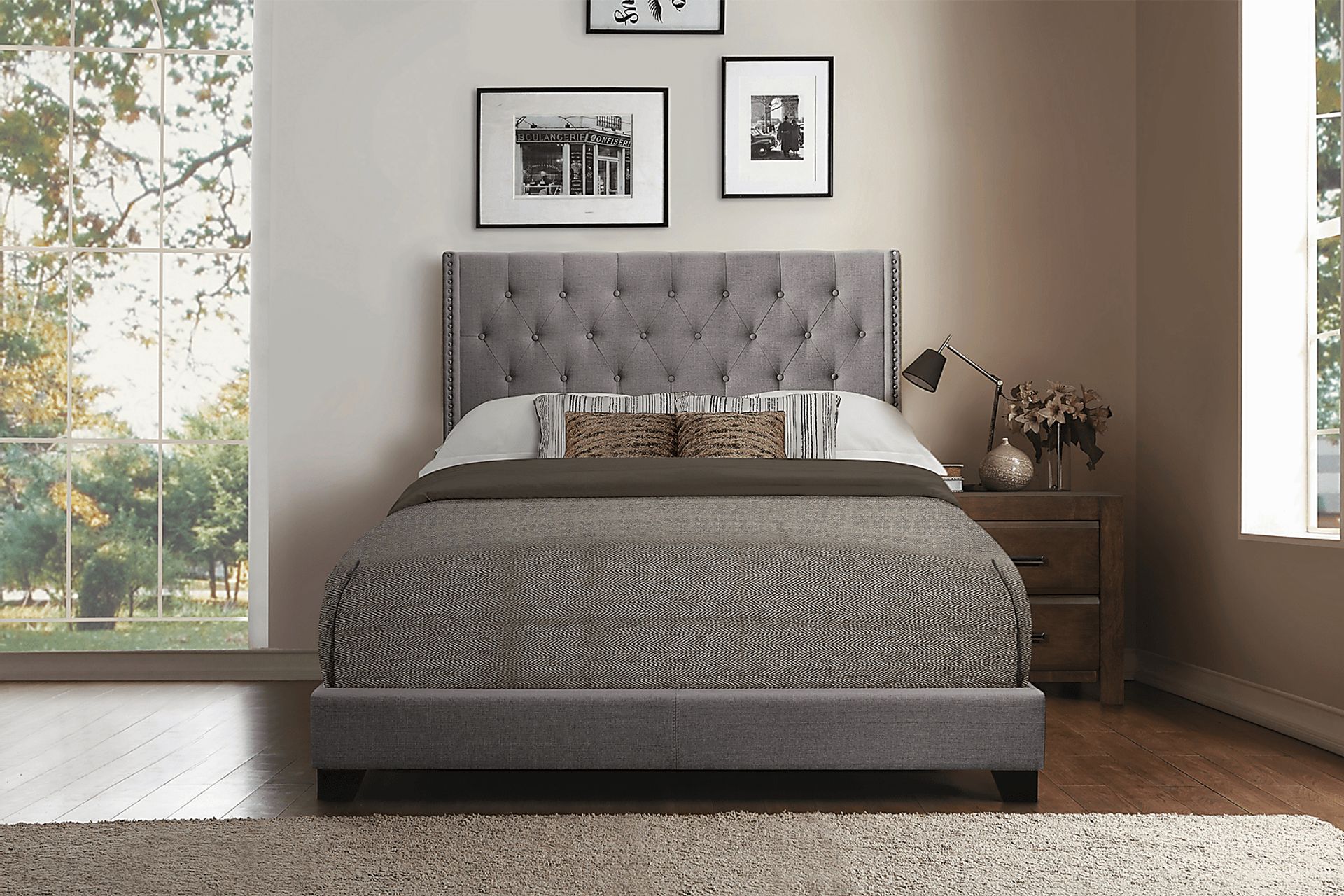 Galewood Gray Full Upholstered Bed - Image 2