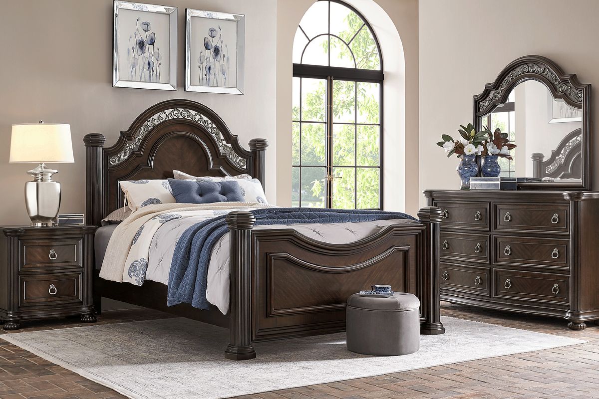 Gallagher Avenue 5 Pc Brown Dark Wood Queen Bedroom Set With Mirror, 3 ...